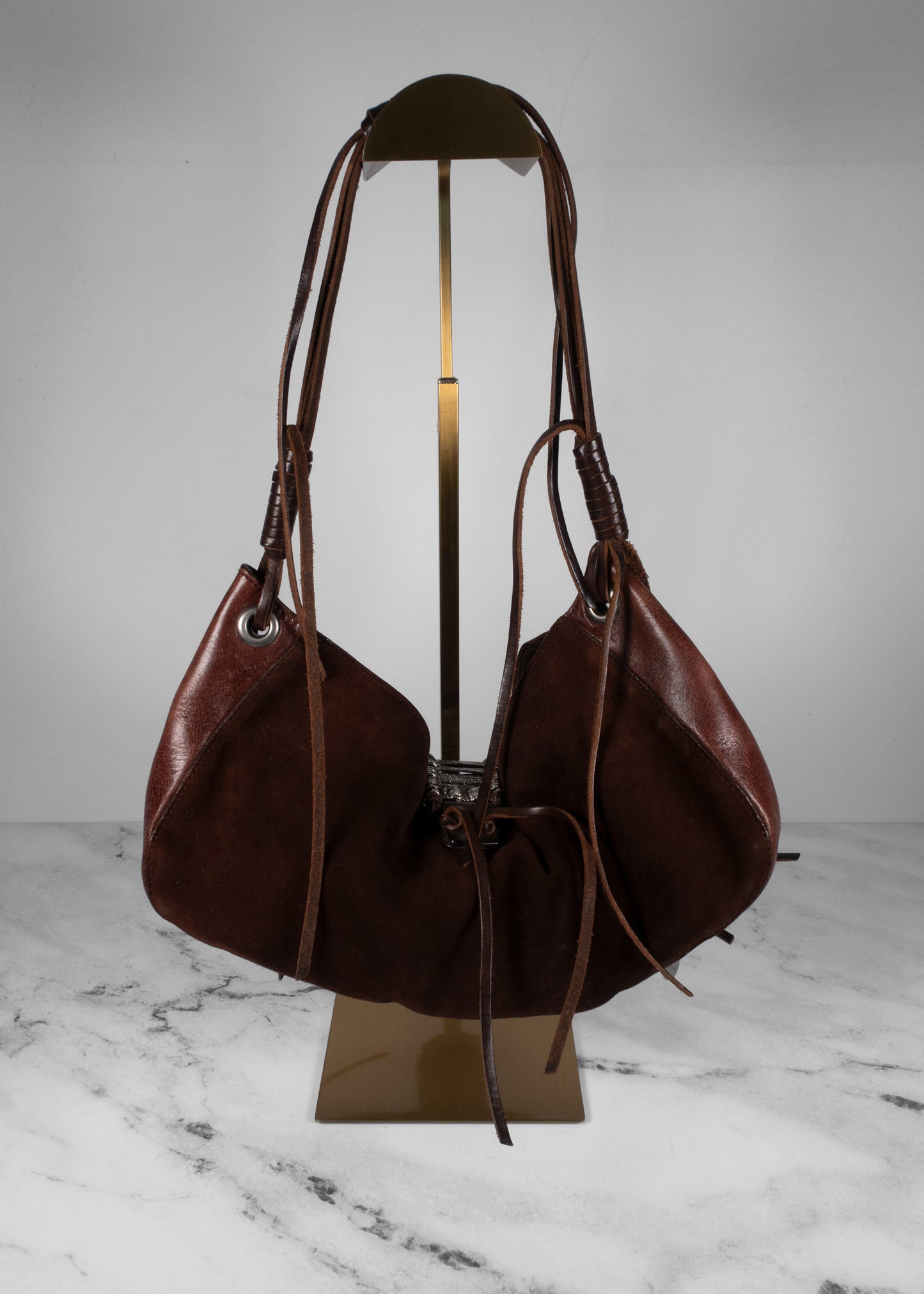 Dolce & Gabbana Dark Brown Suede Shoulder Bag