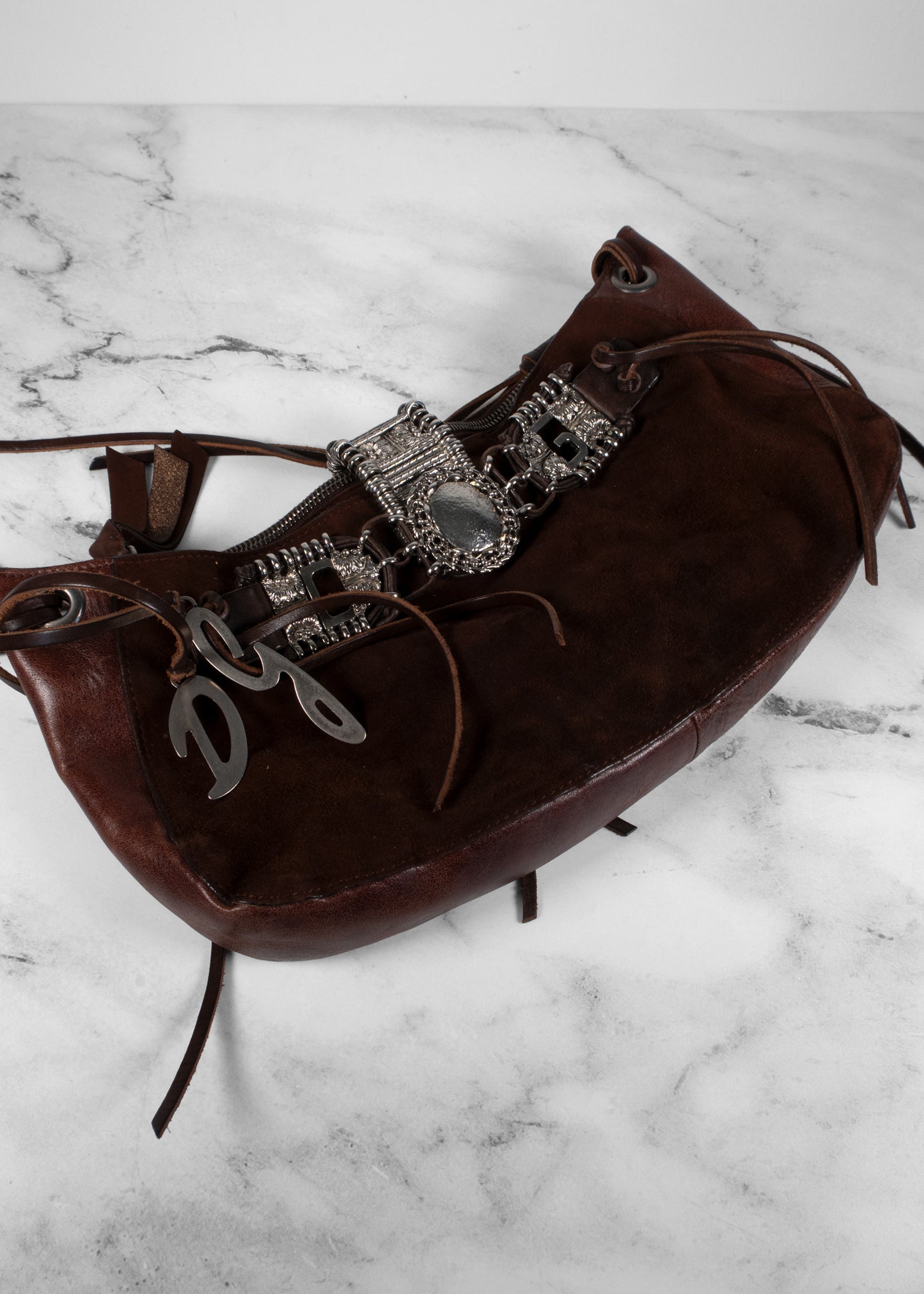Dolce & Gabbana Dark Brown Suede Shoulder Bag
