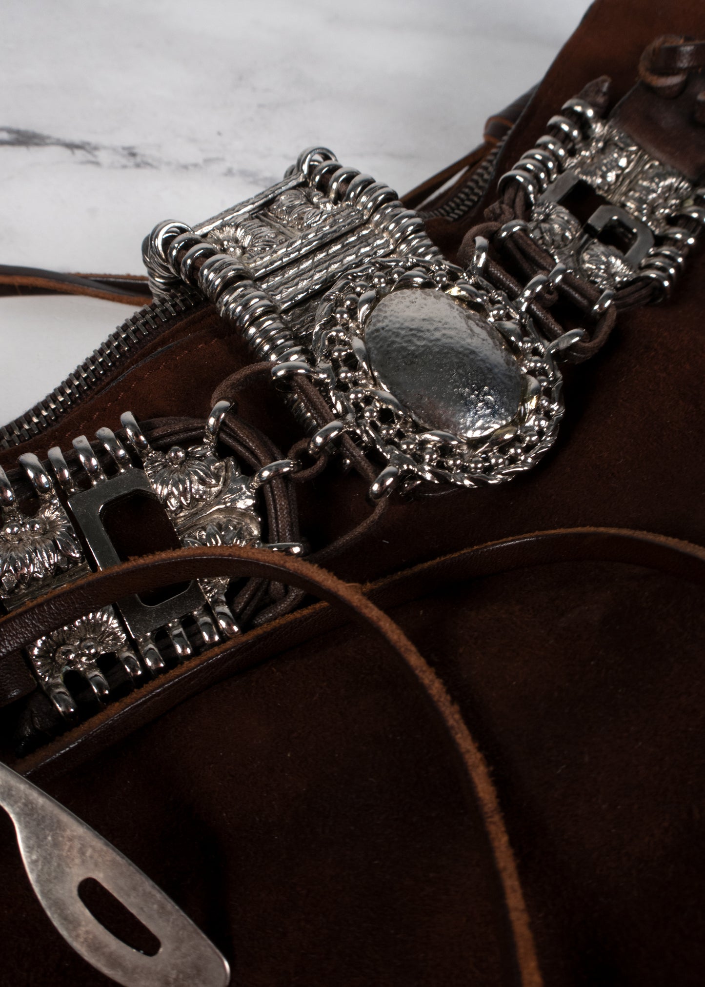 Dolce & Gabbana Dark Brown Suede Shoulder Bag