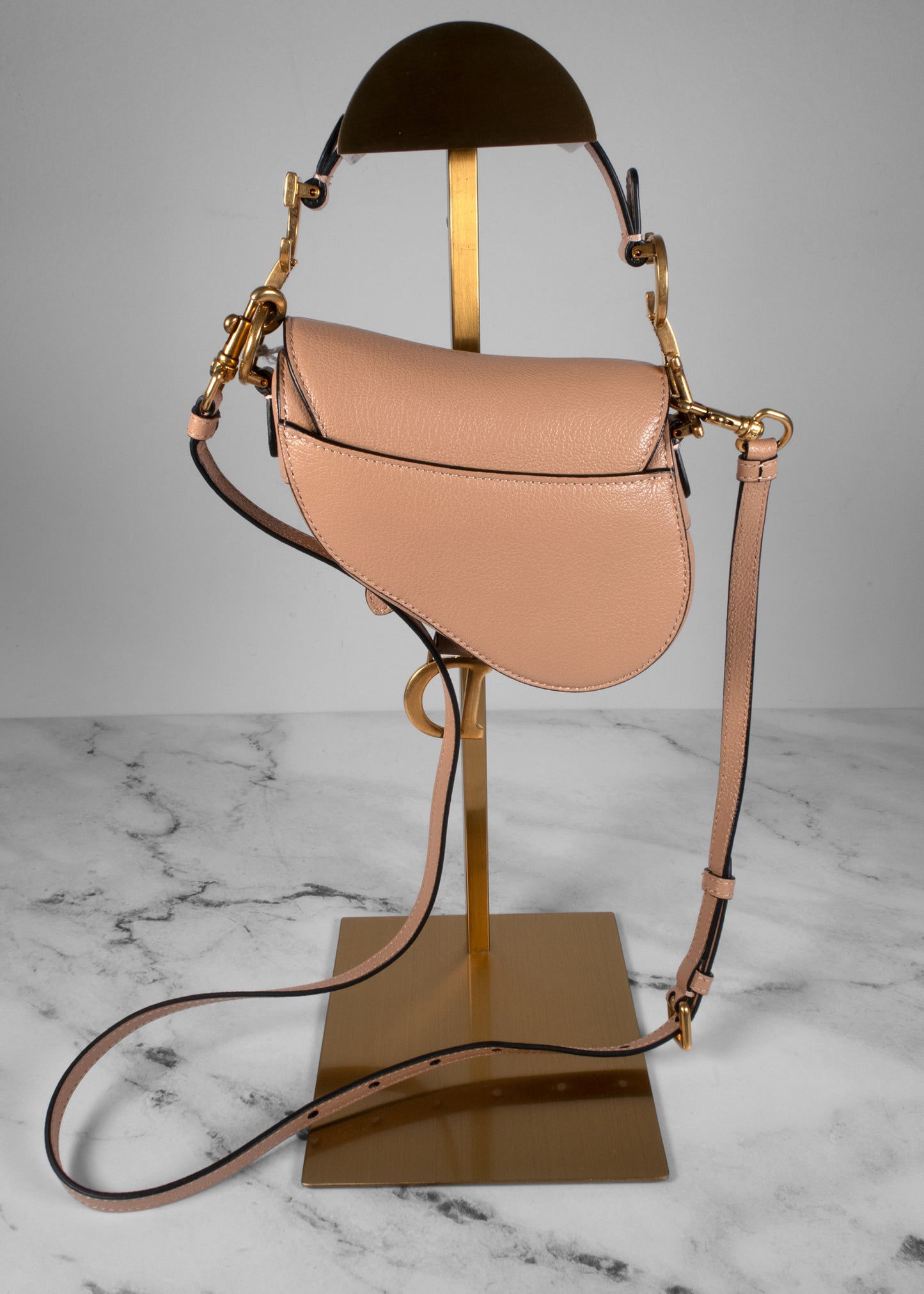 Saddle Bag with Strap Blush Grained Calfskin