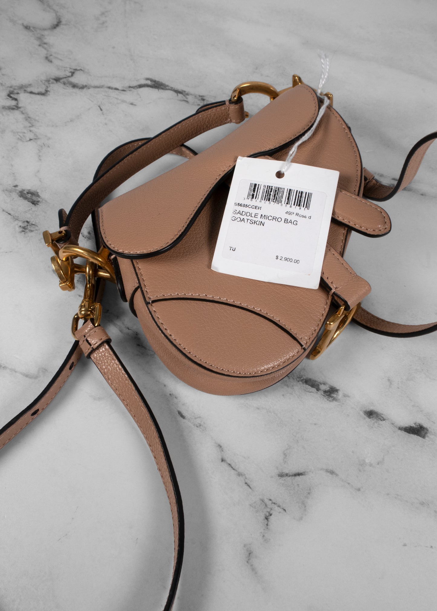 Saddle Bag with Strap Blush Grained Calfskin