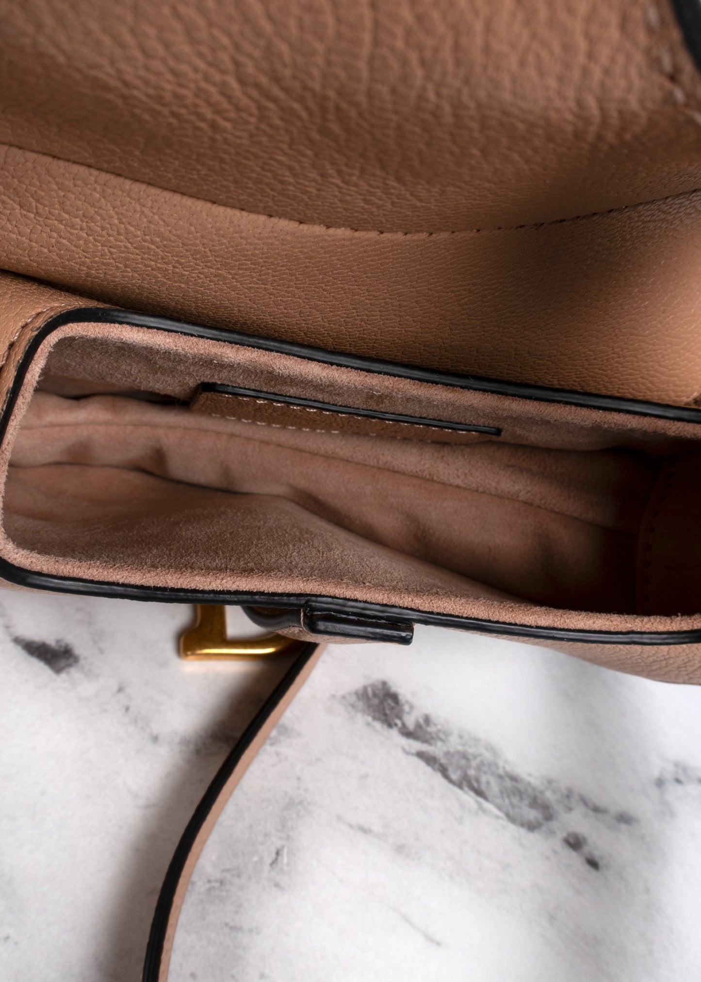 Saddle Bag with Strap Blush Grained Calfskin
