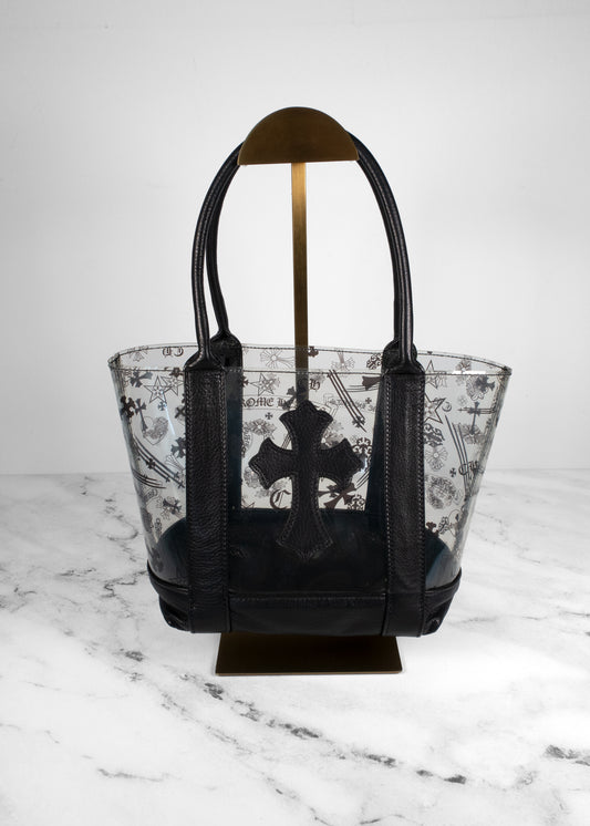 Chrome Hearts Black PVC Leather Cross Tote Bag