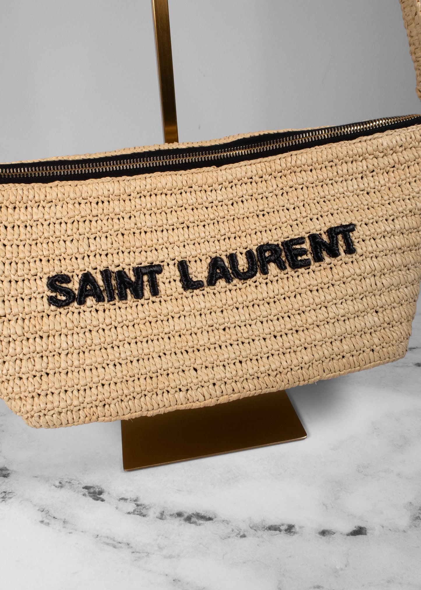 Saint Laurent 2022 Raffia Tuc Shoulder