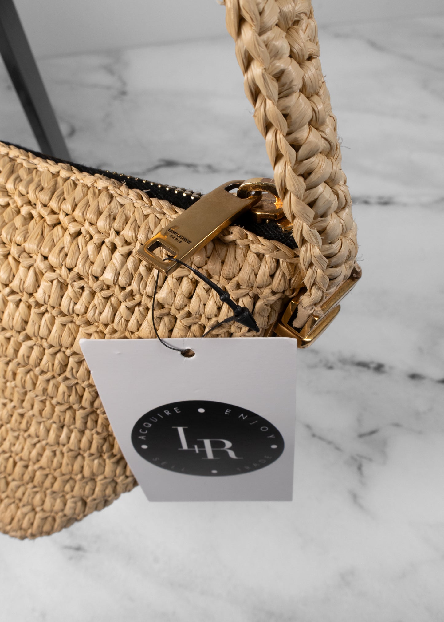 Saint Laurent 2022 Raffia Tuc Shoulder