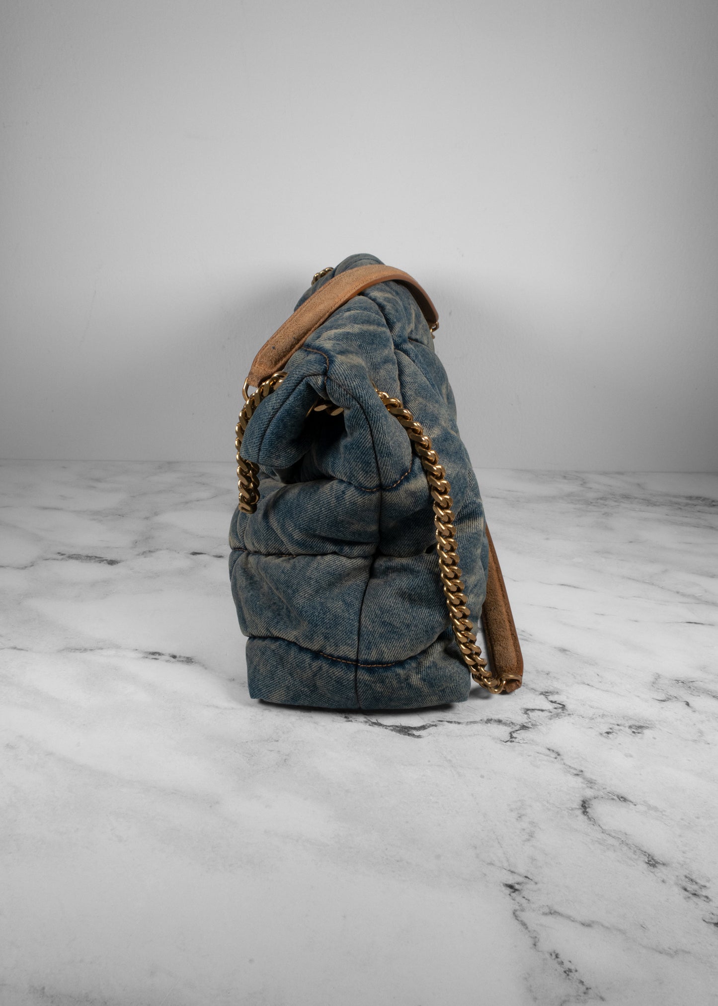Saint Laurent Denim LouLou Puffer Bag
