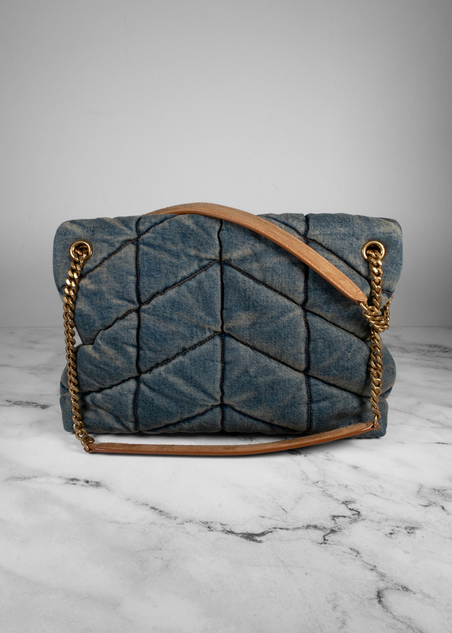 Saint Laurent Denim LouLou Puffer Bag