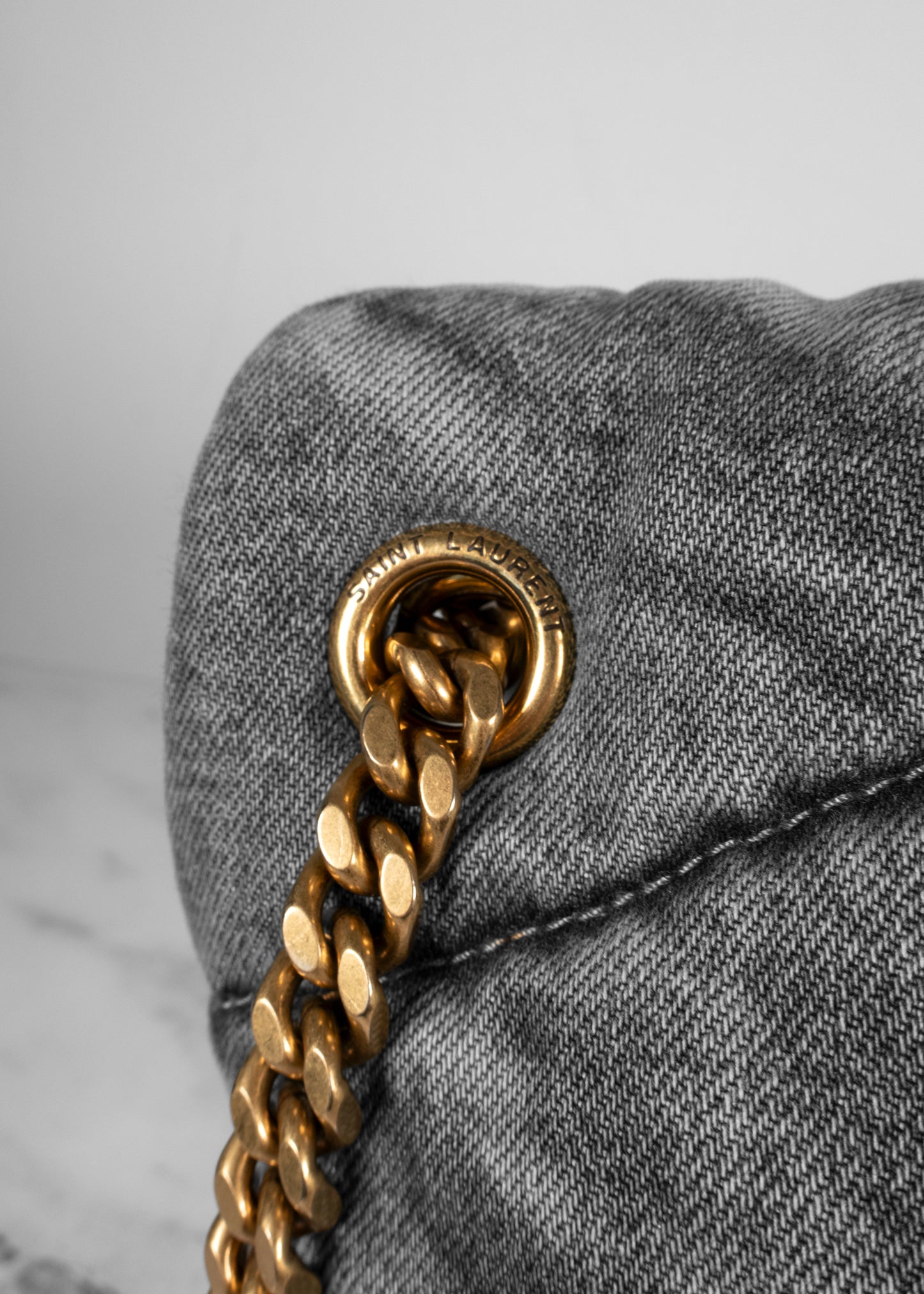 Saint Laurent Denim LouLou Puffer Bag