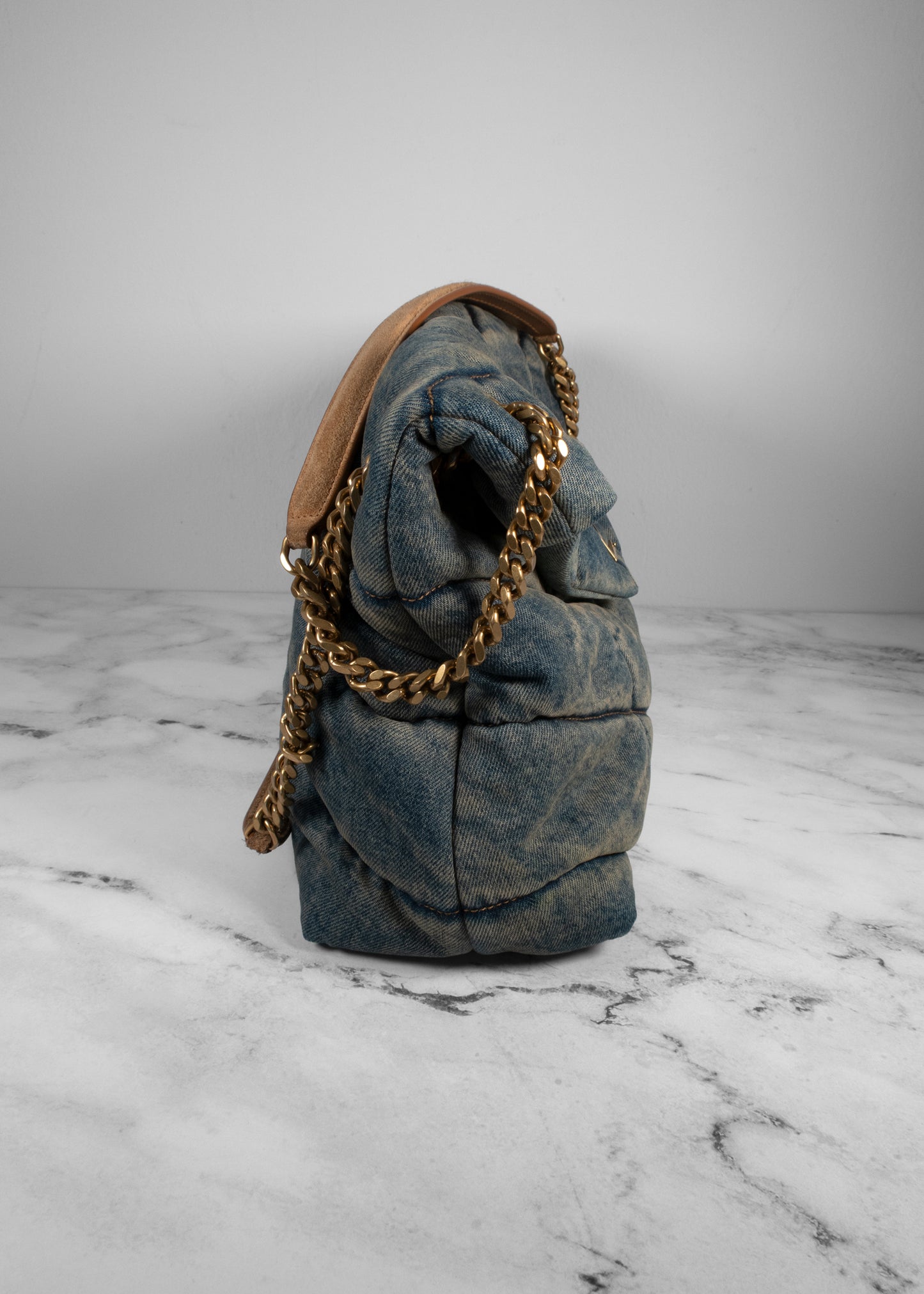 Saint Laurent Denim LouLou Puffer Bag