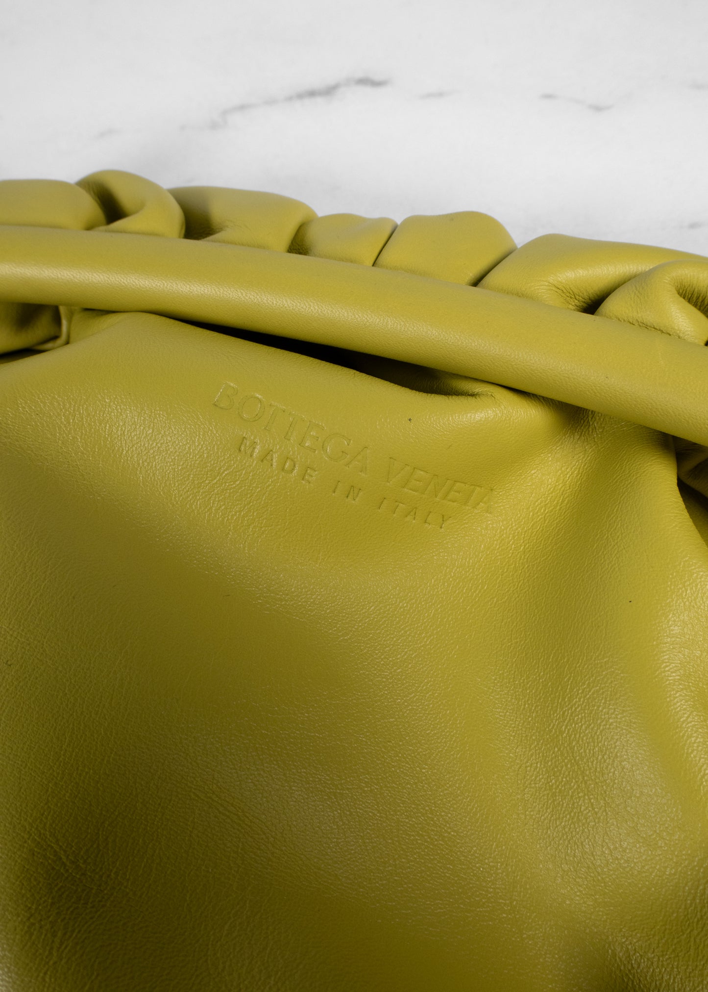 Bottega Veneta Smooth Butter Calf The Pouch Oversized Clutch Kiwi