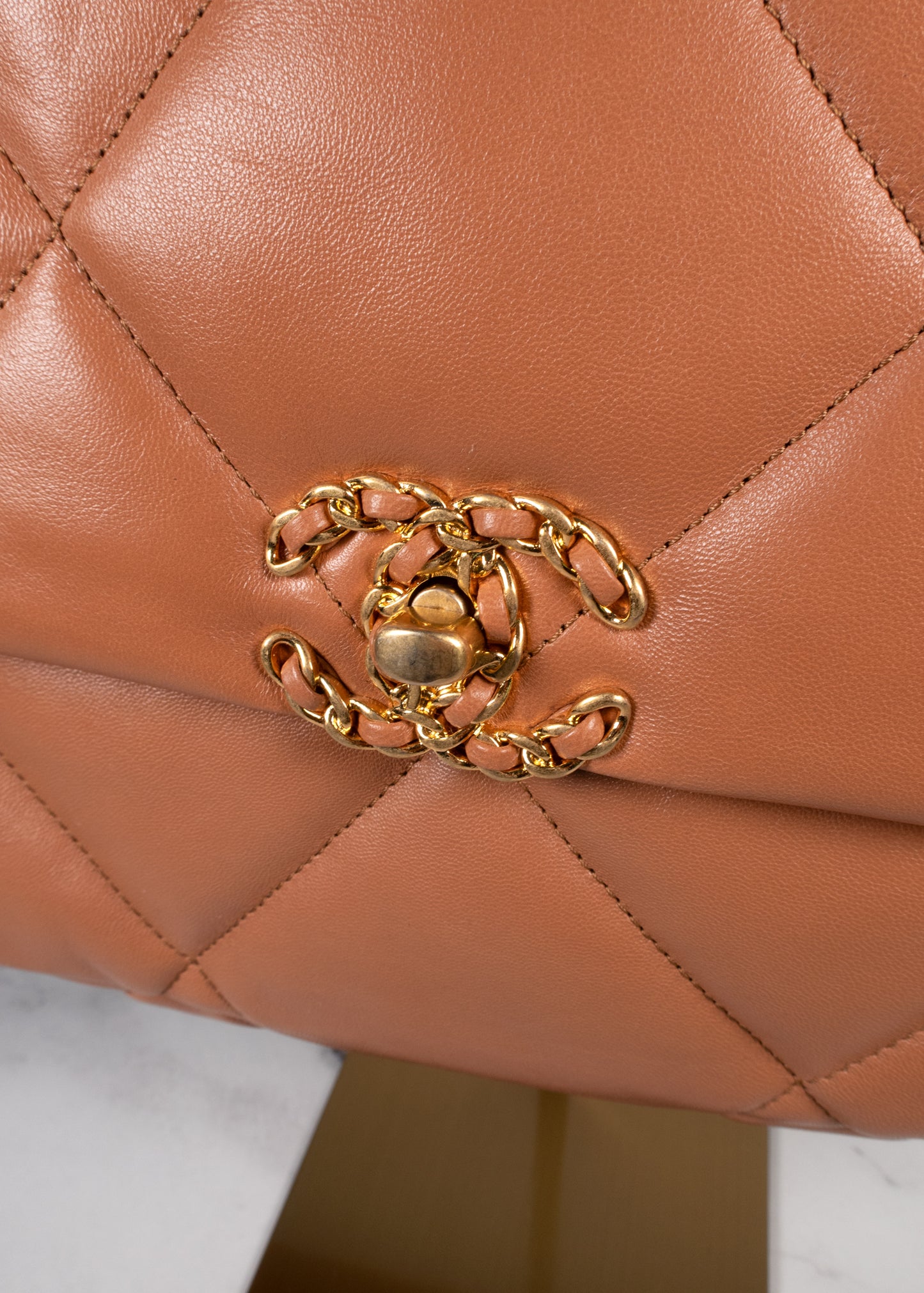 Chanel Lambskin Quilted Medium Chanel 19 Flap Brown