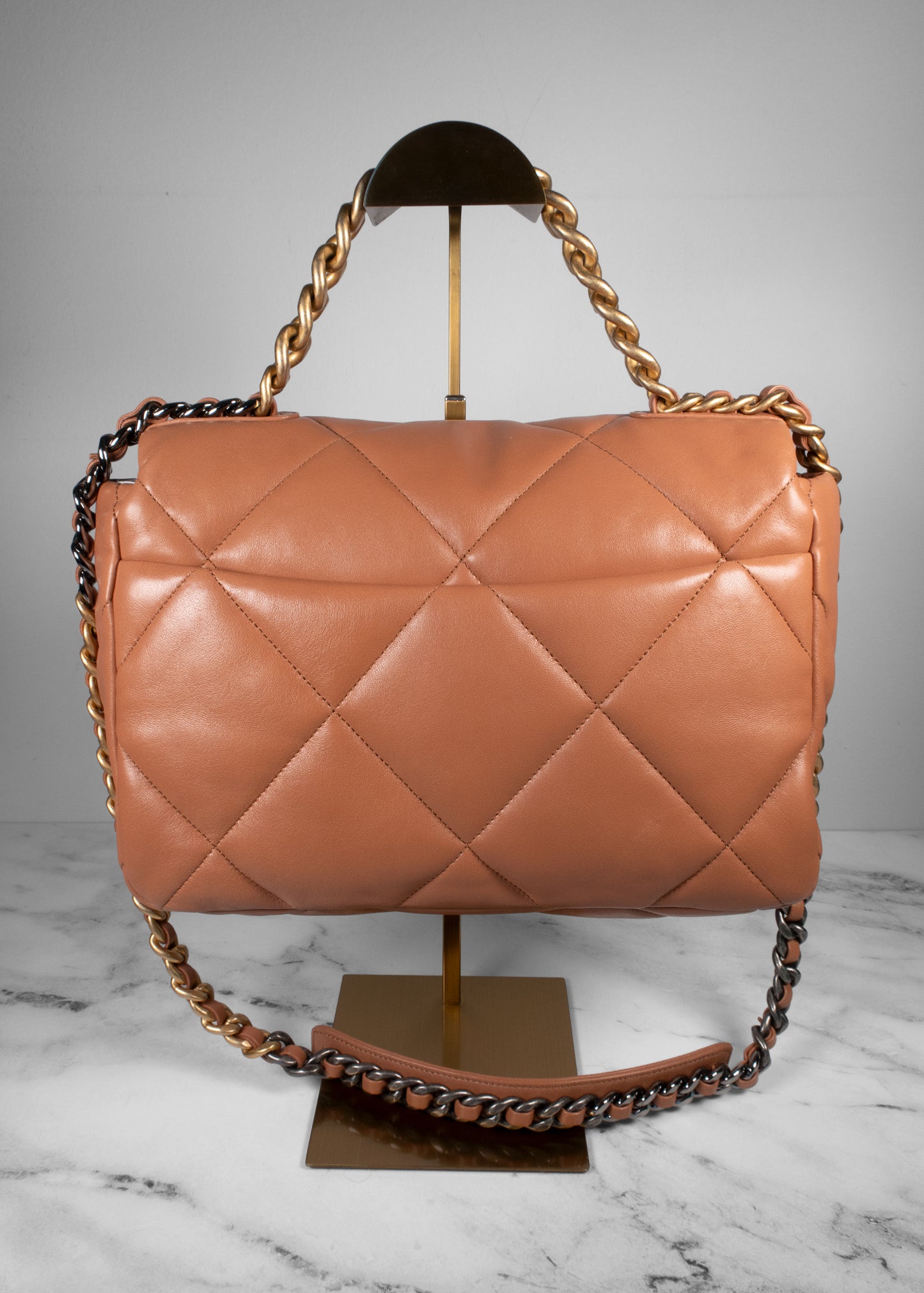 Chanel Lambskin Quilted Medium Chanel 19 Flap Brown