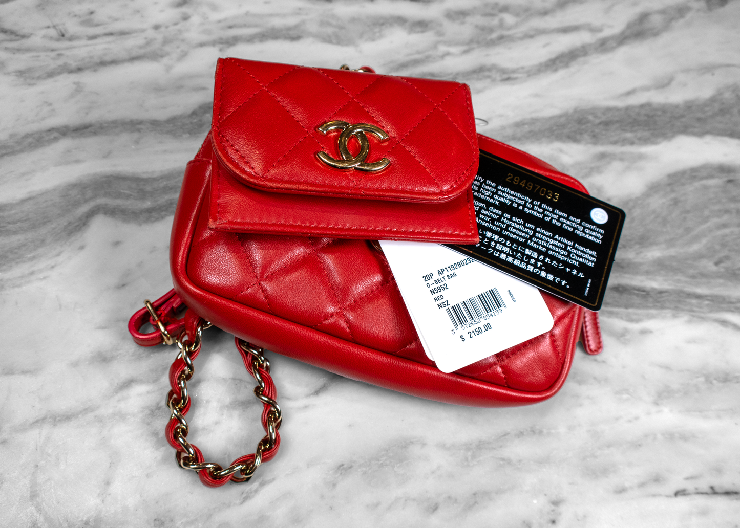 Chanel Mini Classic Coral Red Belt Bag