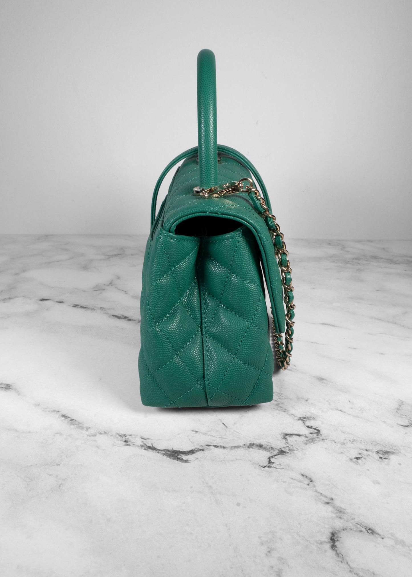 Chanel Caviar Quilted Medium Coco Handle Flap Green