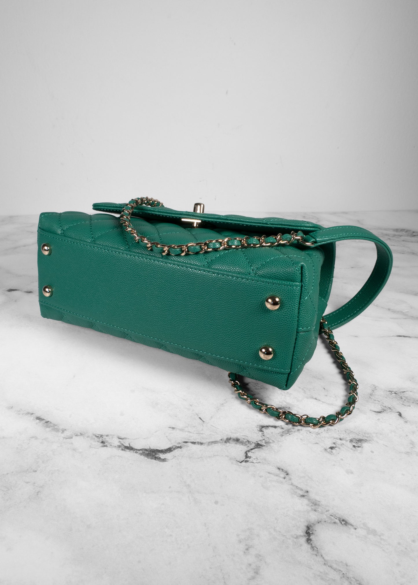 Chanel Caviar Quilted Medium Coco Handle Flap Green