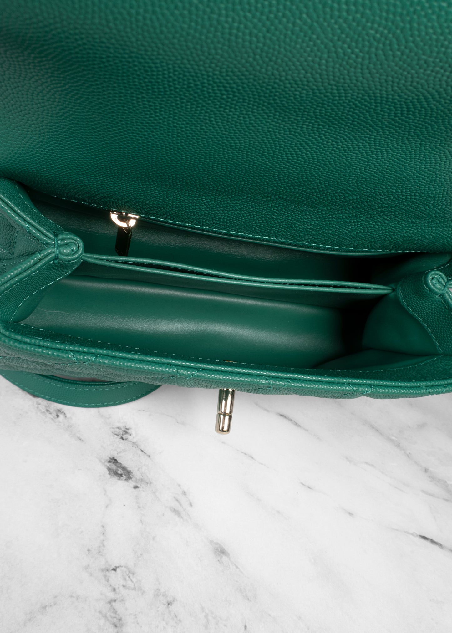 Chanel Caviar Quilted Medium Coco Handle Flap Green