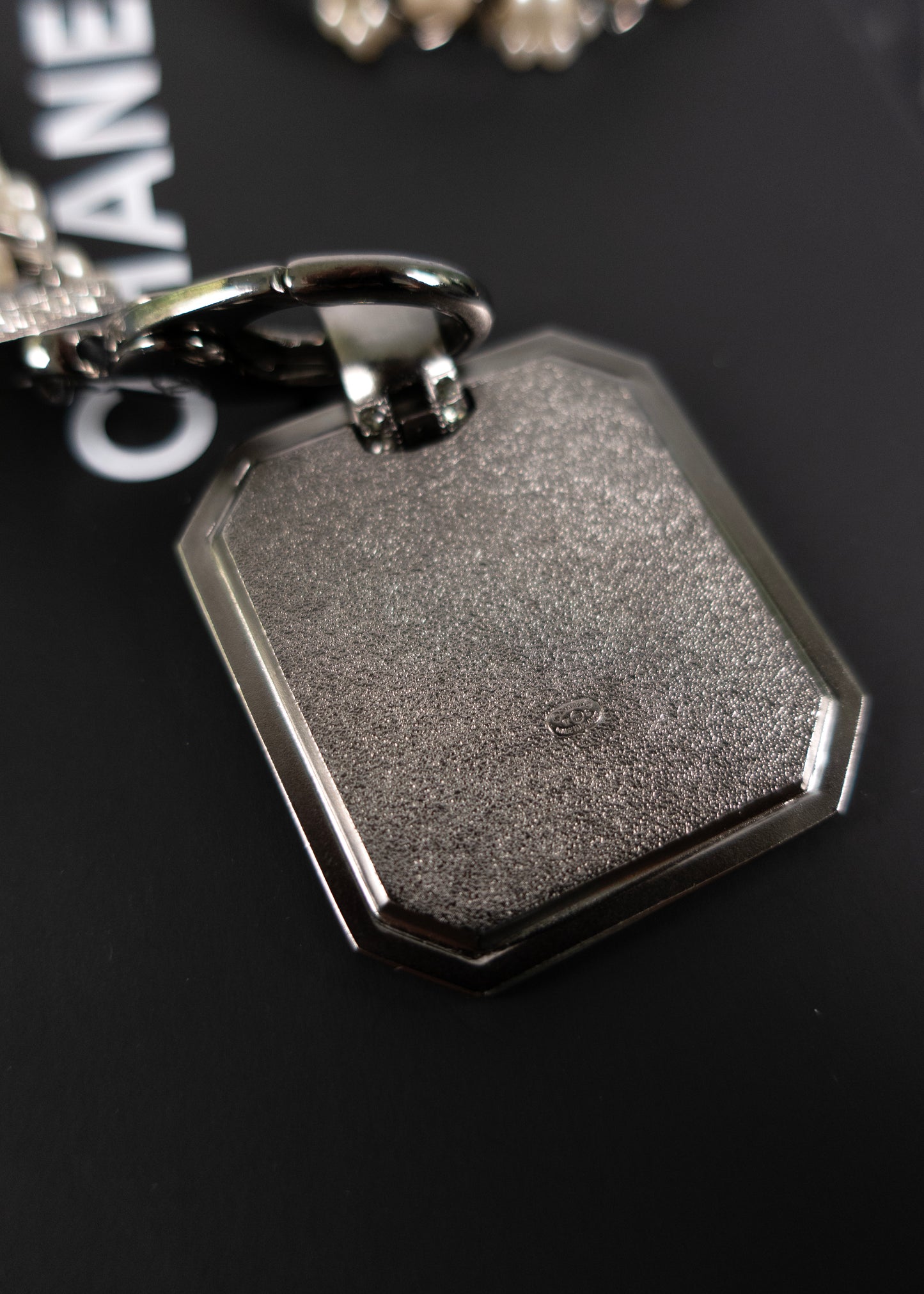 Chanel Pearl & Strass Lanvard CC Logo Pendant Necklace