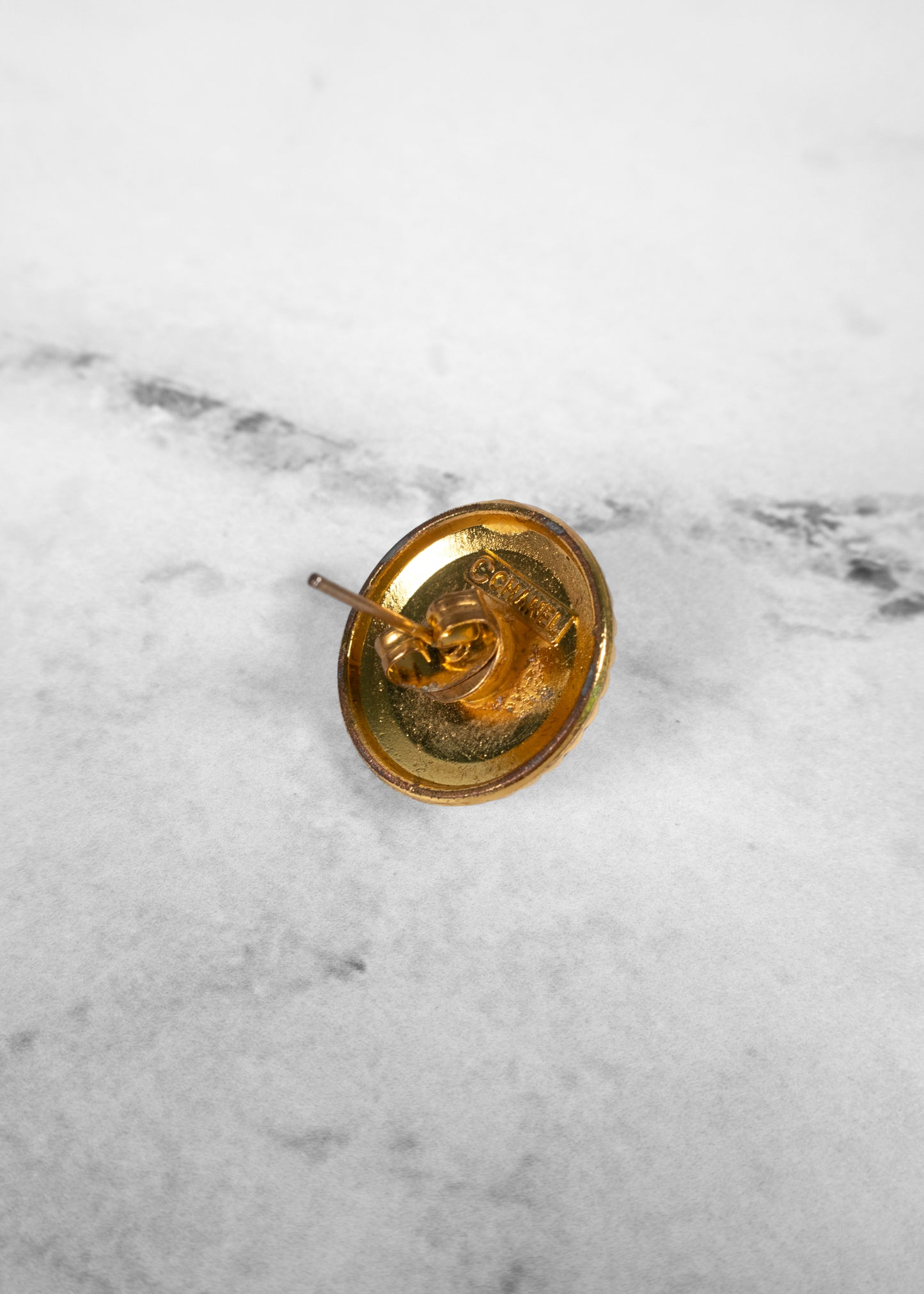 Chanel Pearl Button Gold Earrings
