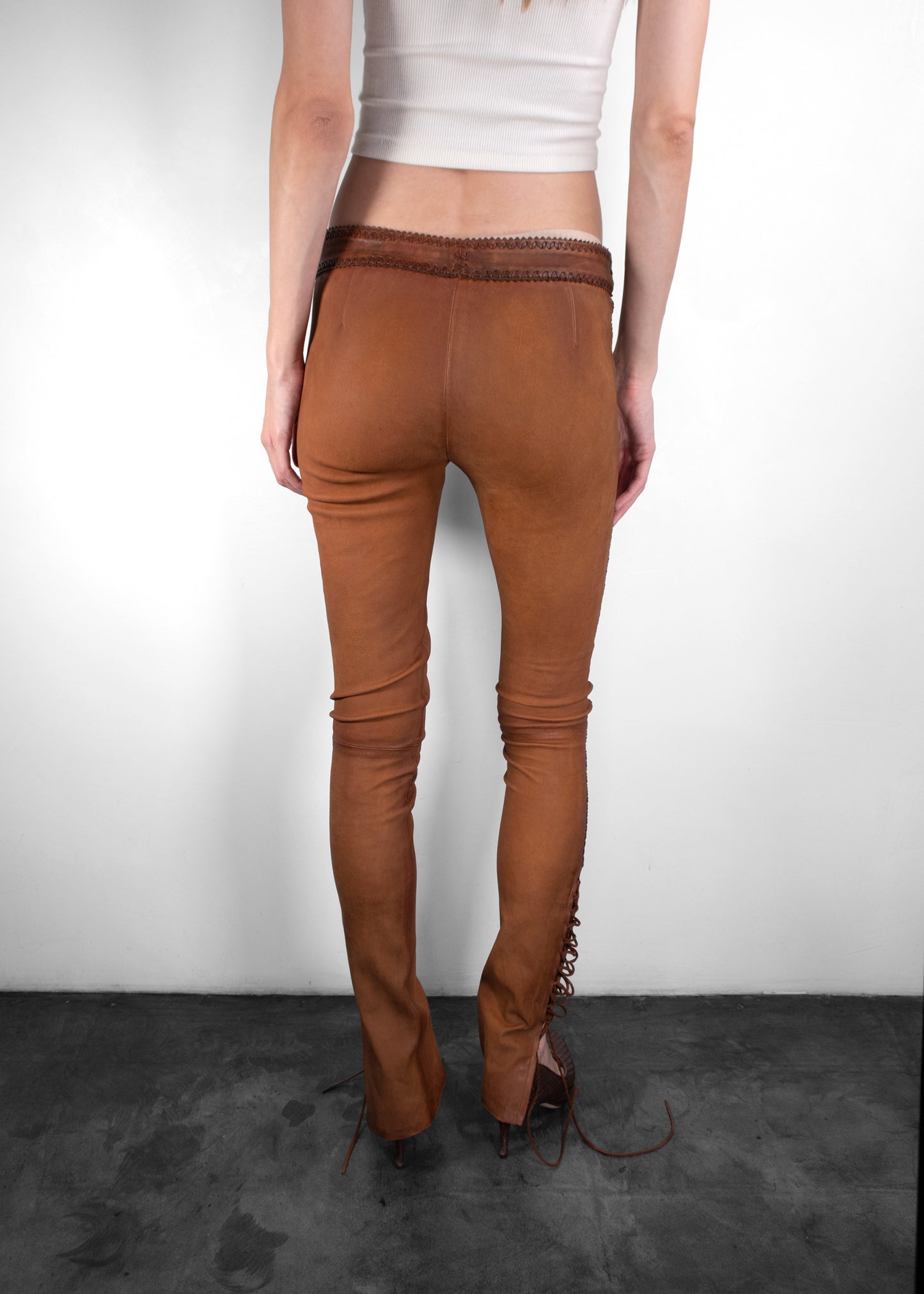 Polo Ralph Lauren Lace-Up Stretch-Leather Pant