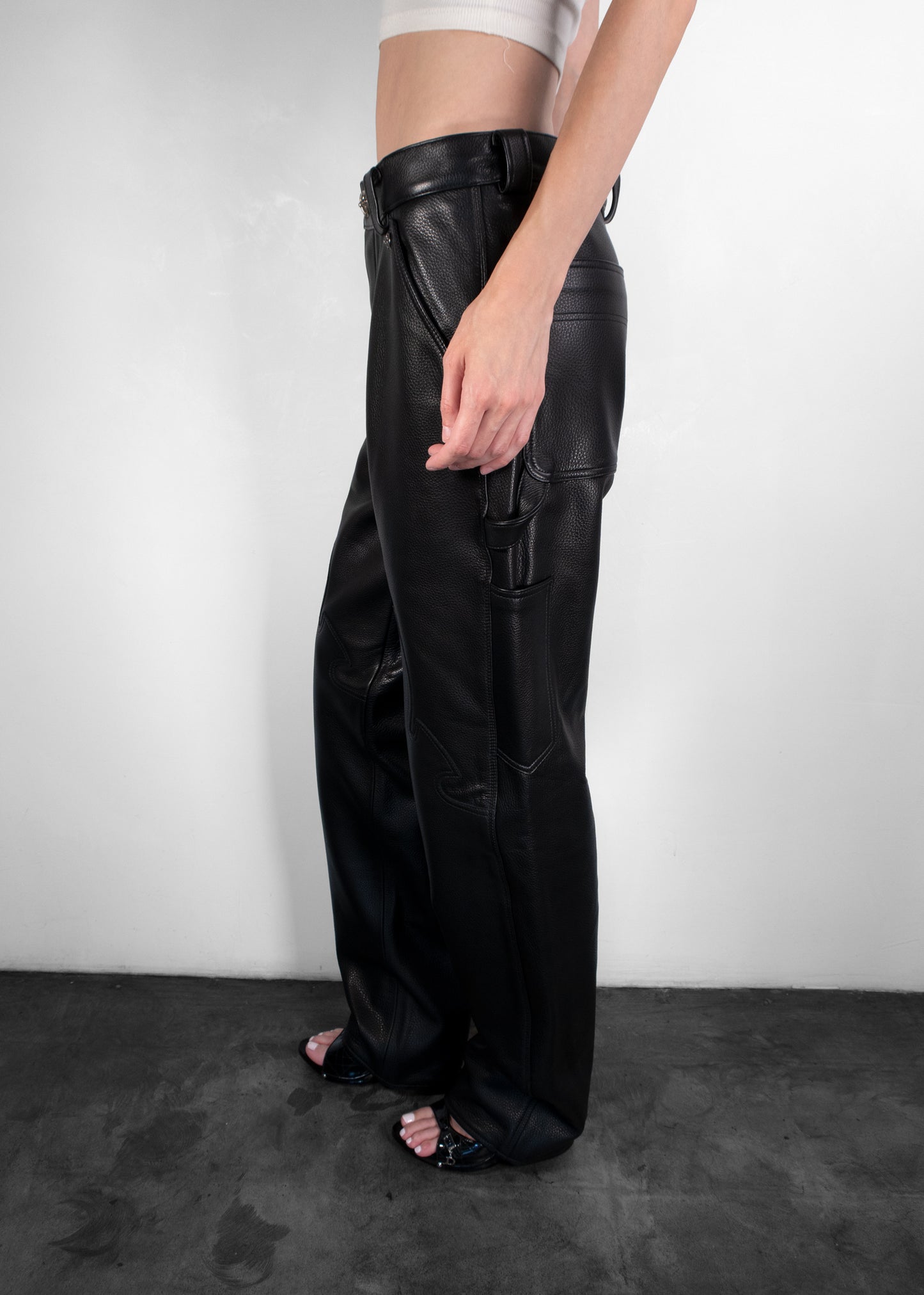 Chrome Hearts Patch Black Leather Jeans