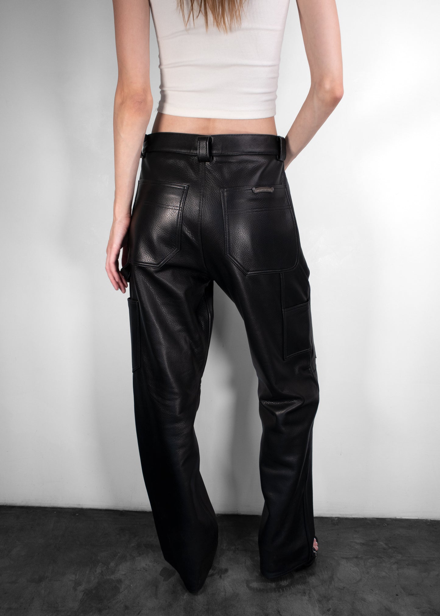 Chrome Hearts Patch Black Leather Jeans