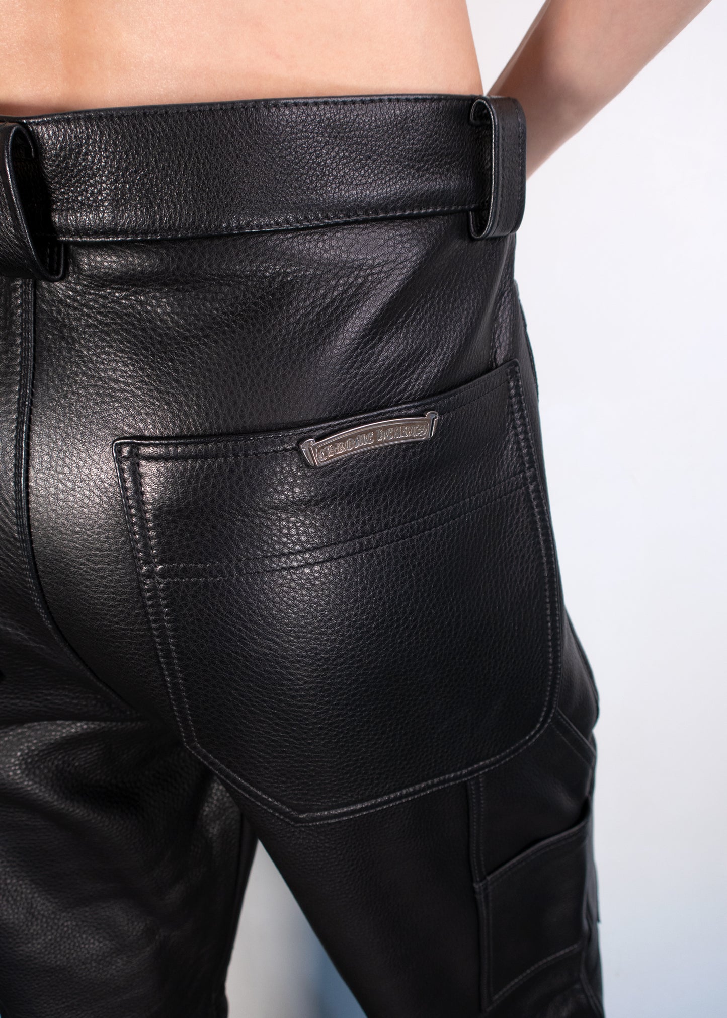 Chrome Hearts Patch Black Leather Jeans