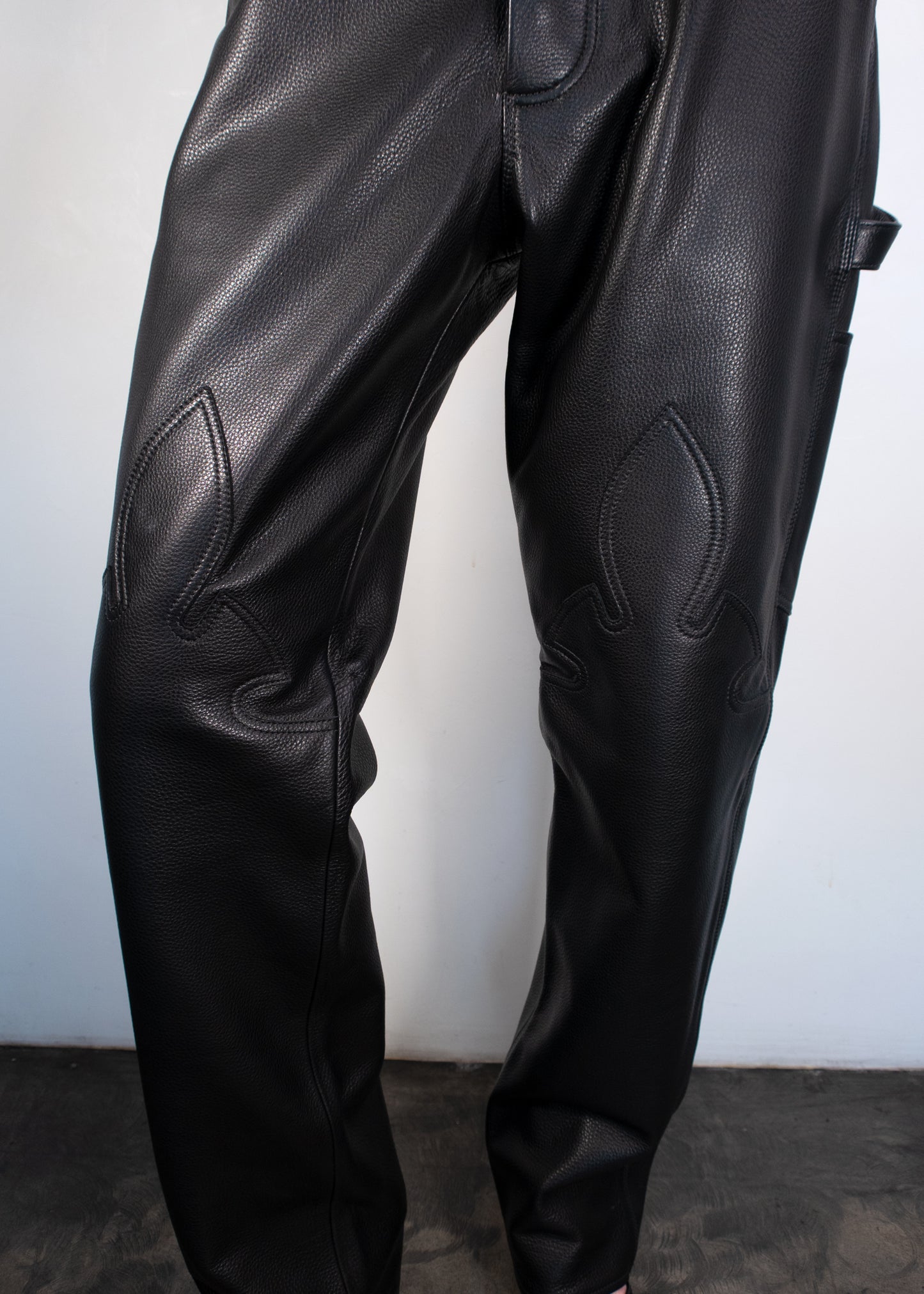 Chrome Hearts Patch Black Leather Jeans