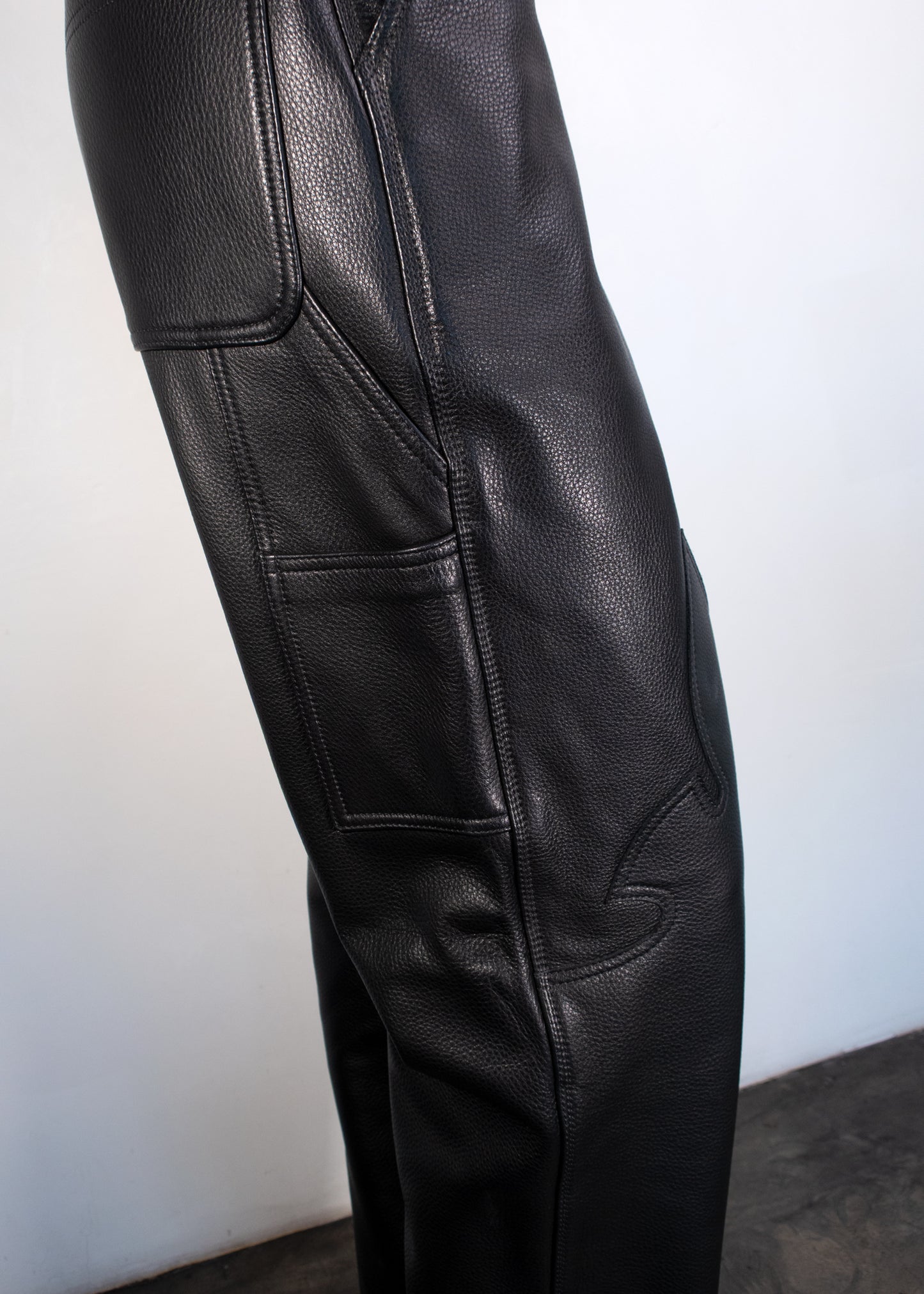 Chrome Hearts Patch Black Leather Jeans