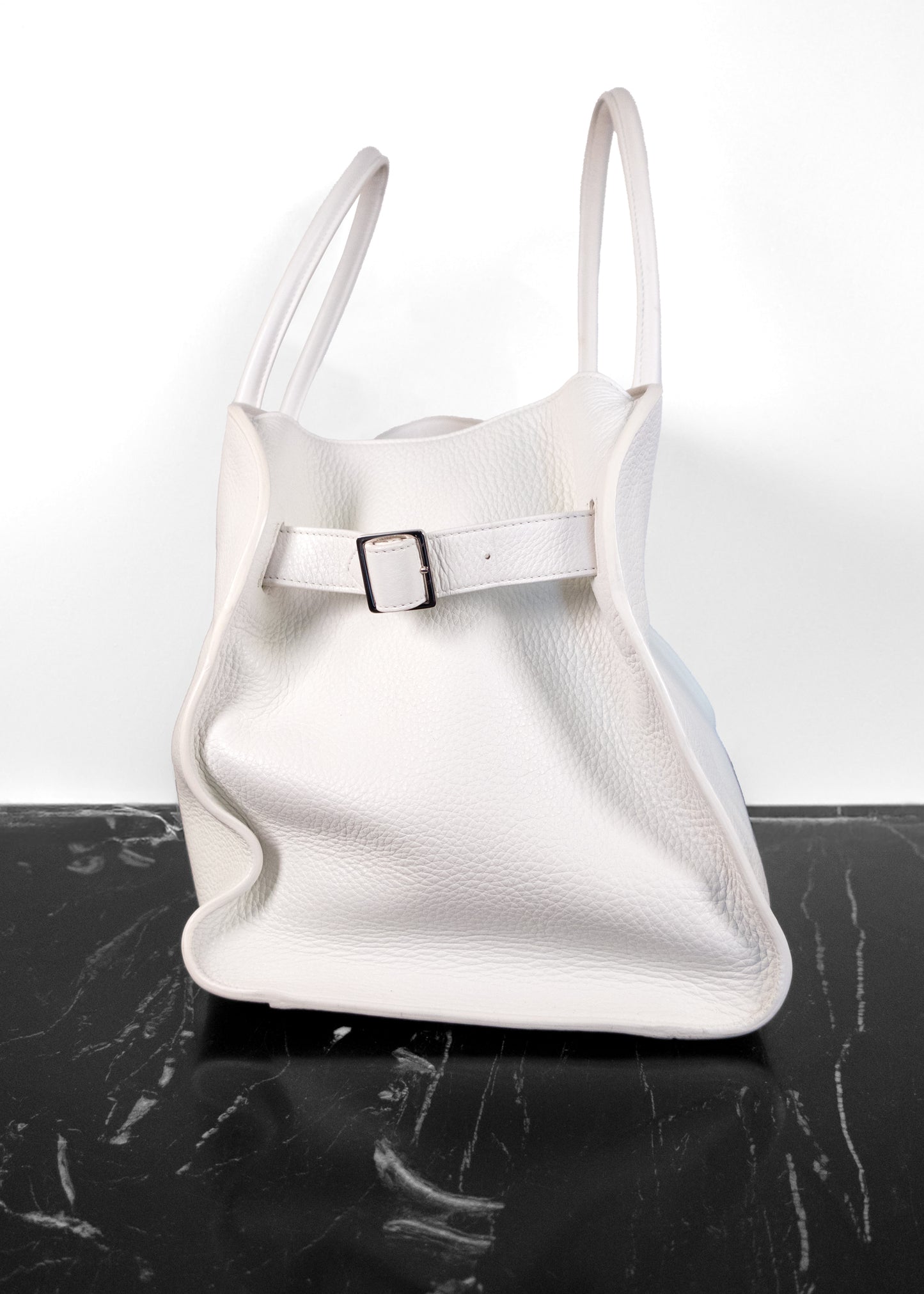 The Row Soft Margaux 15 Lux Grained Calfskin Top Handle Bag
