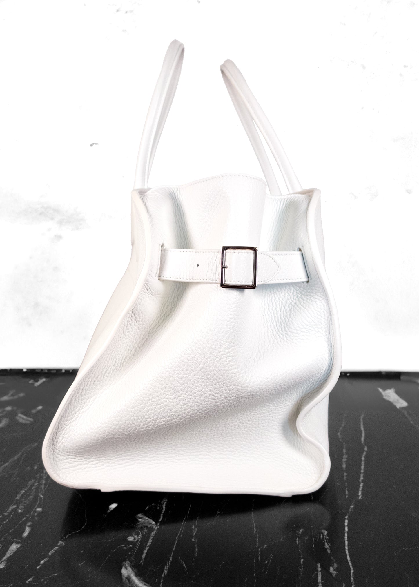 The Row Soft Margaux 15 Lux Grained Calfskin Top Handle Bag