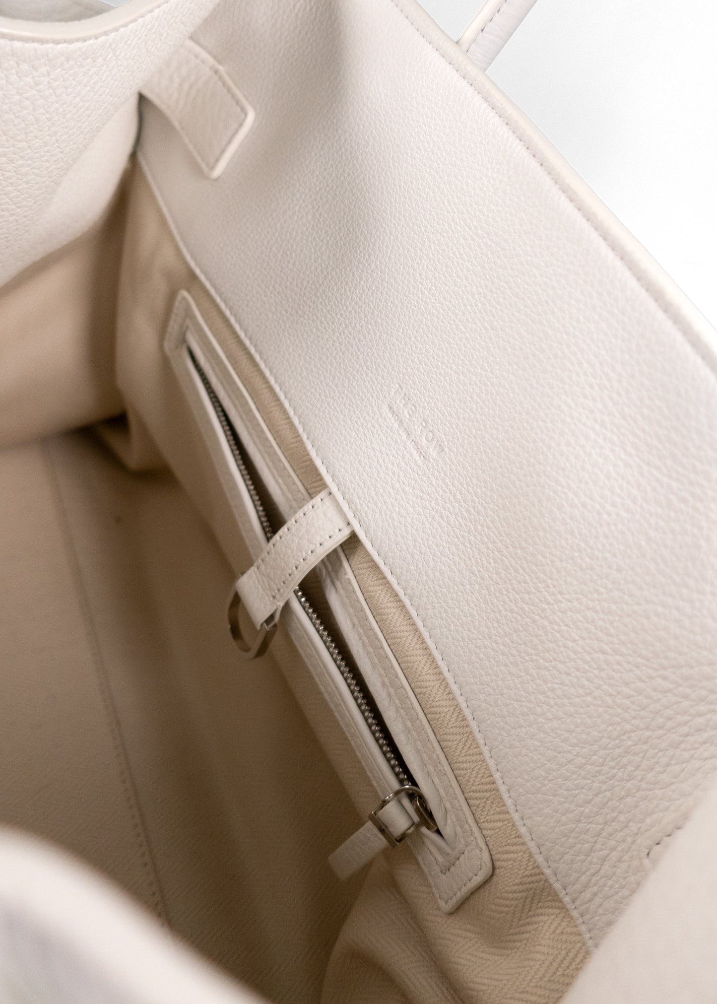 The Row Soft Margaux 15 Lux Grained Calfskin Top Handle Bag