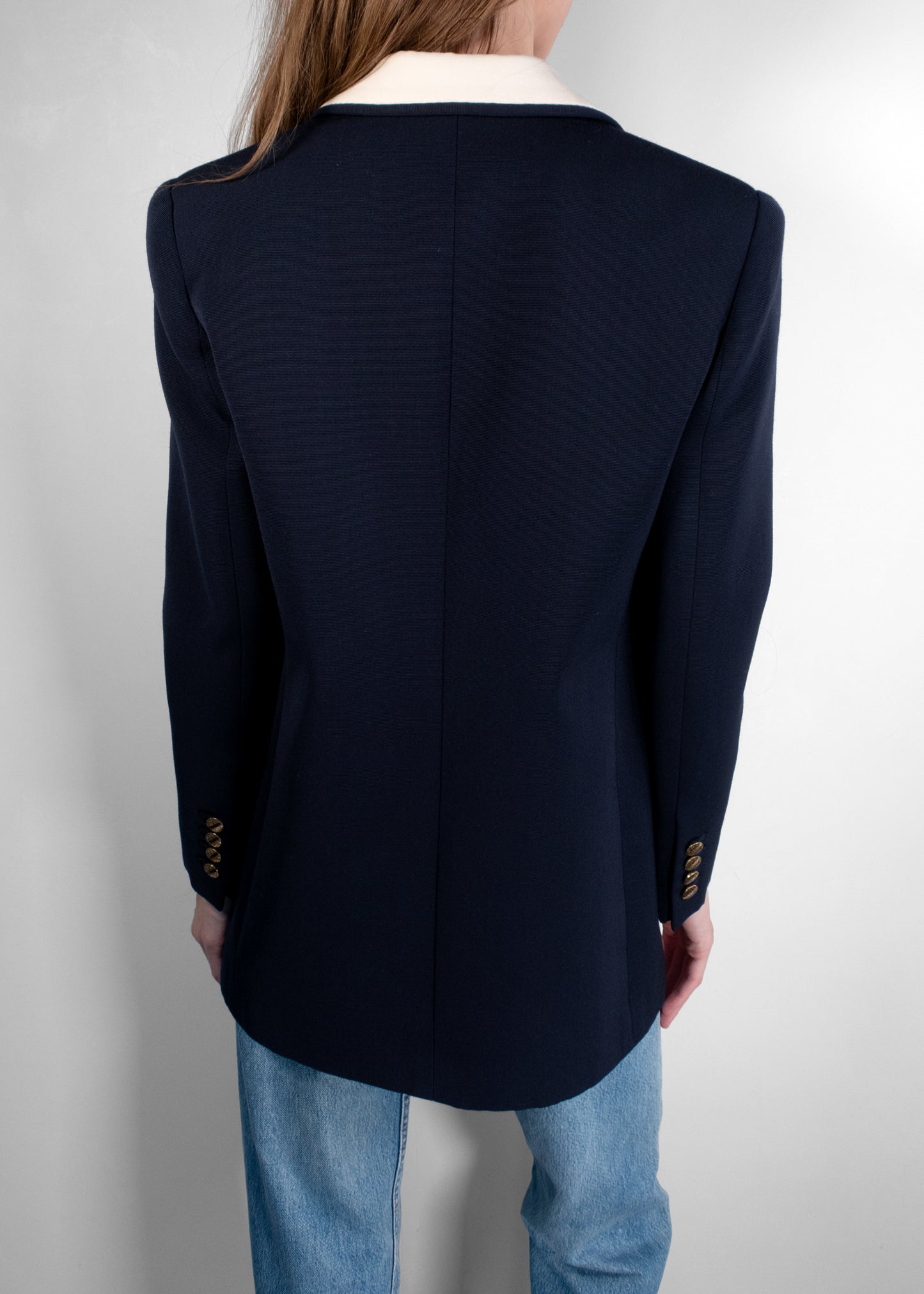 Saint Laurent Bi-Color Tailored Wool Jacket in Marine