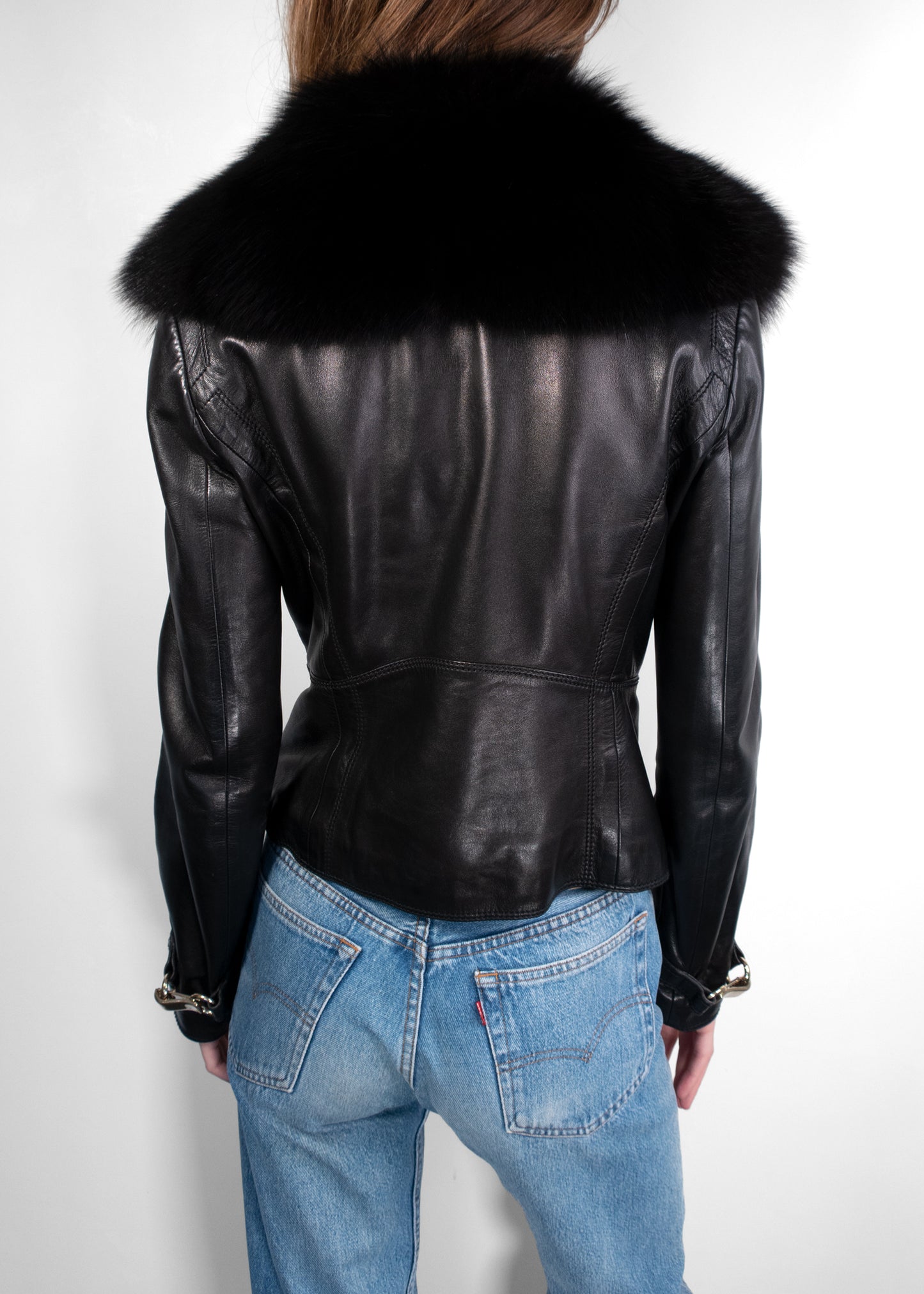 Gucci Black Fur Collar Jacket