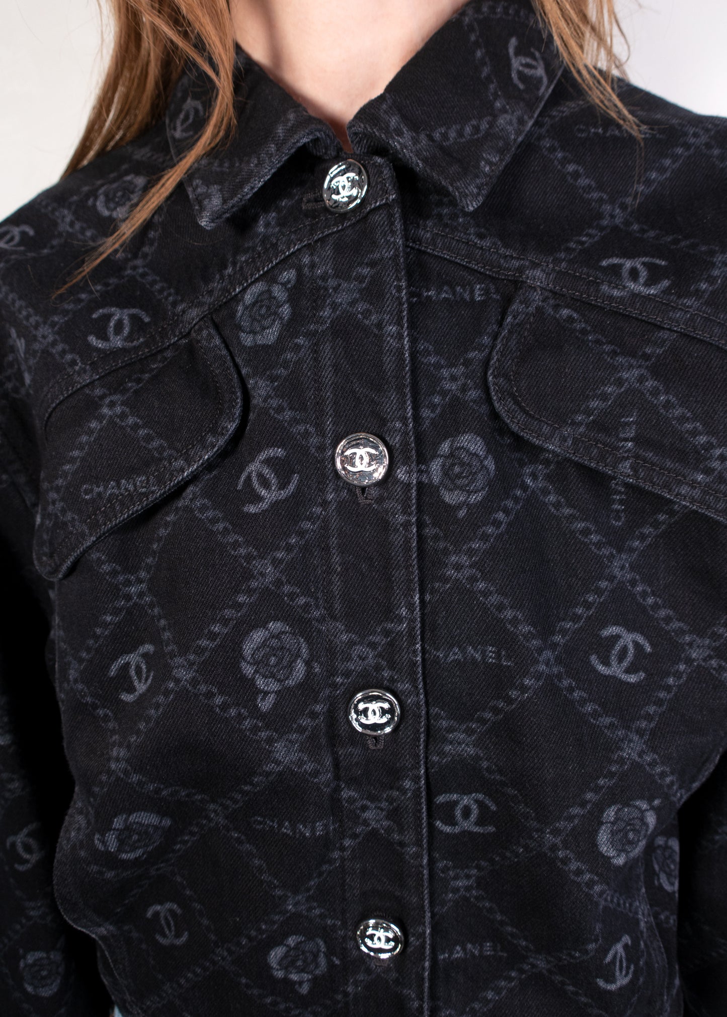 Chanel 2023 Printed Denim Jacket