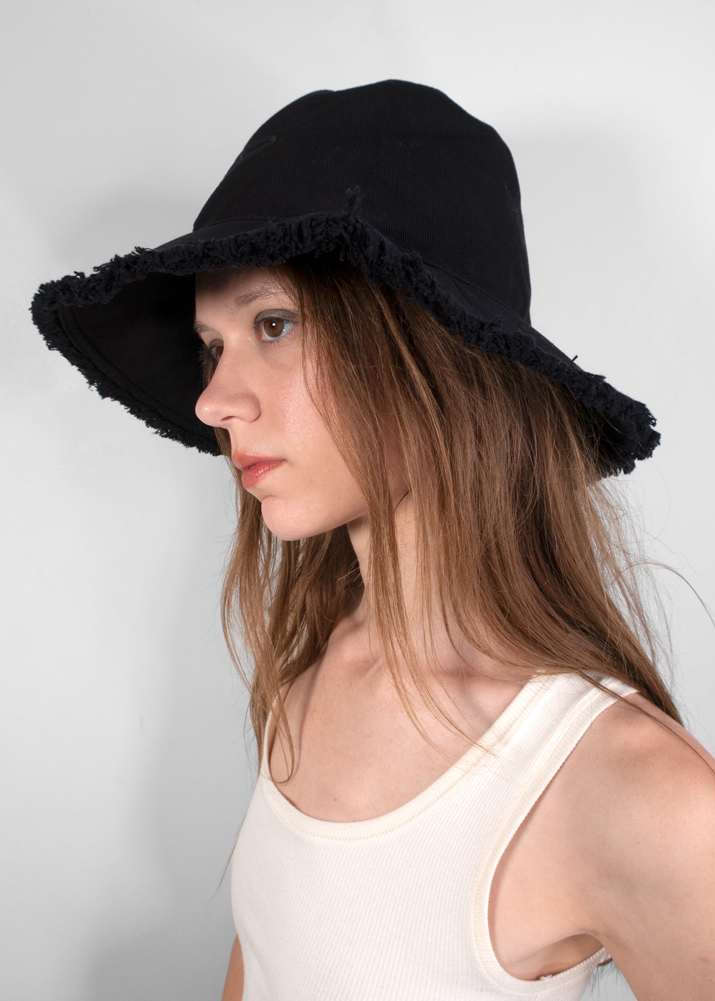Prada Raw-Edge Cotton Bucket Hat