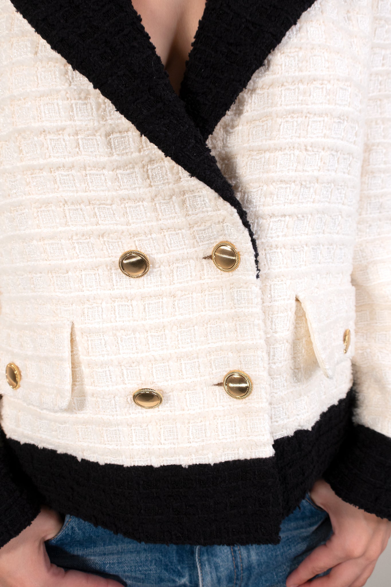 Gucci Black and Ivory Tweed Jacket
