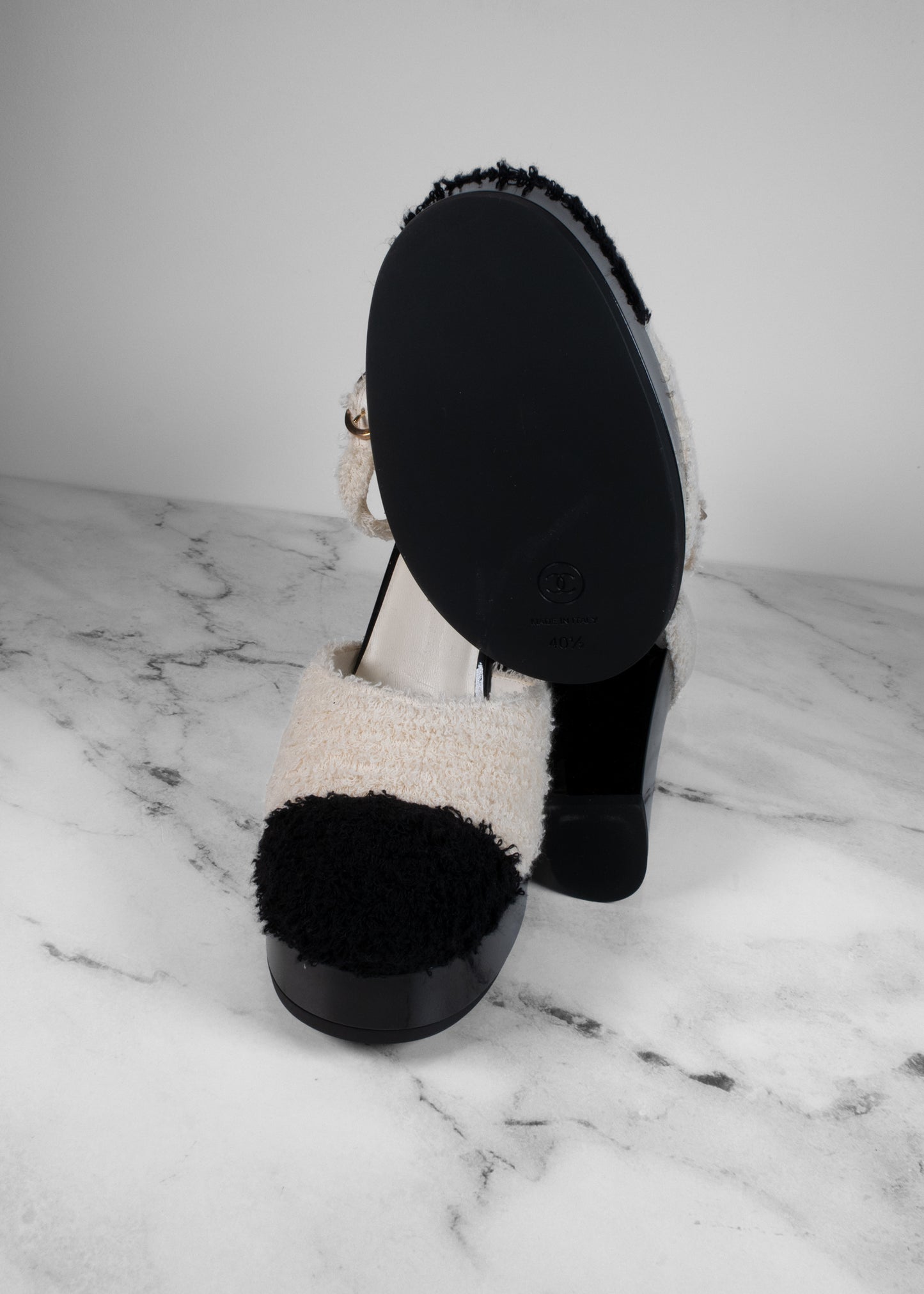 Chanel Cotton Tweed & Grosgrain Mary Janes