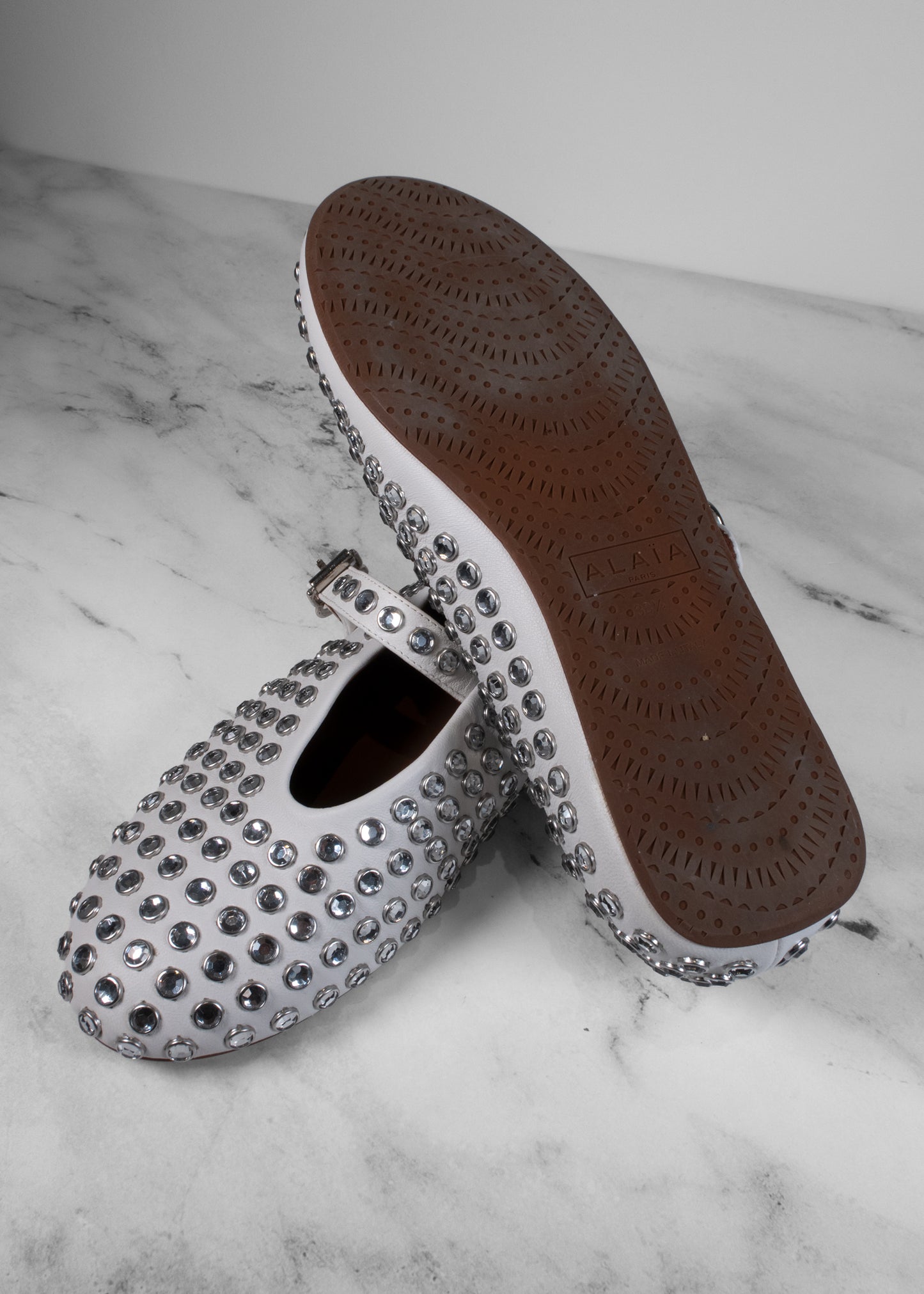 Alaïa Leather Embellished Ballerina Flats