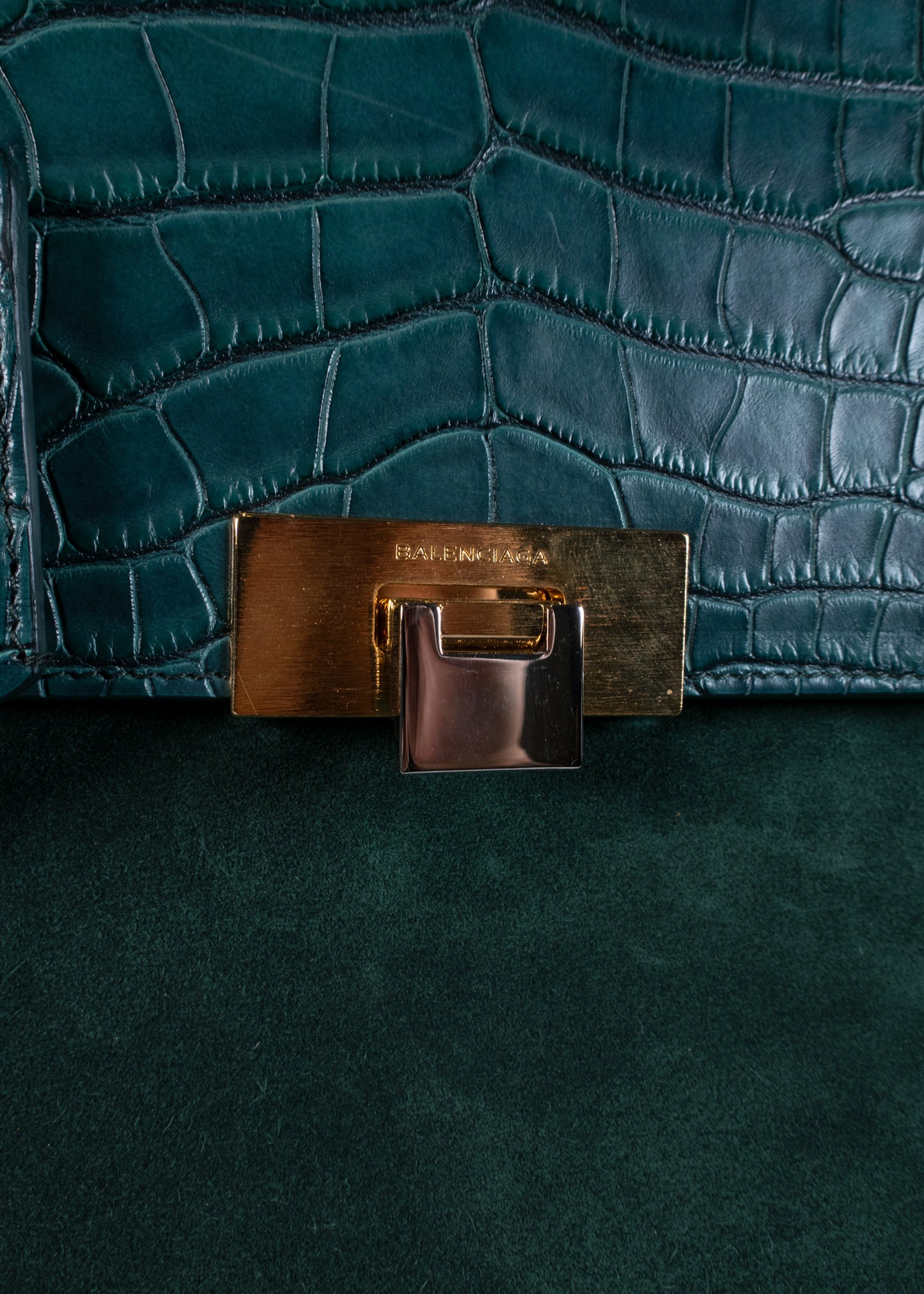 Balenciaga Ostrich-Trimmed Le Dix Zip Cartable Bag