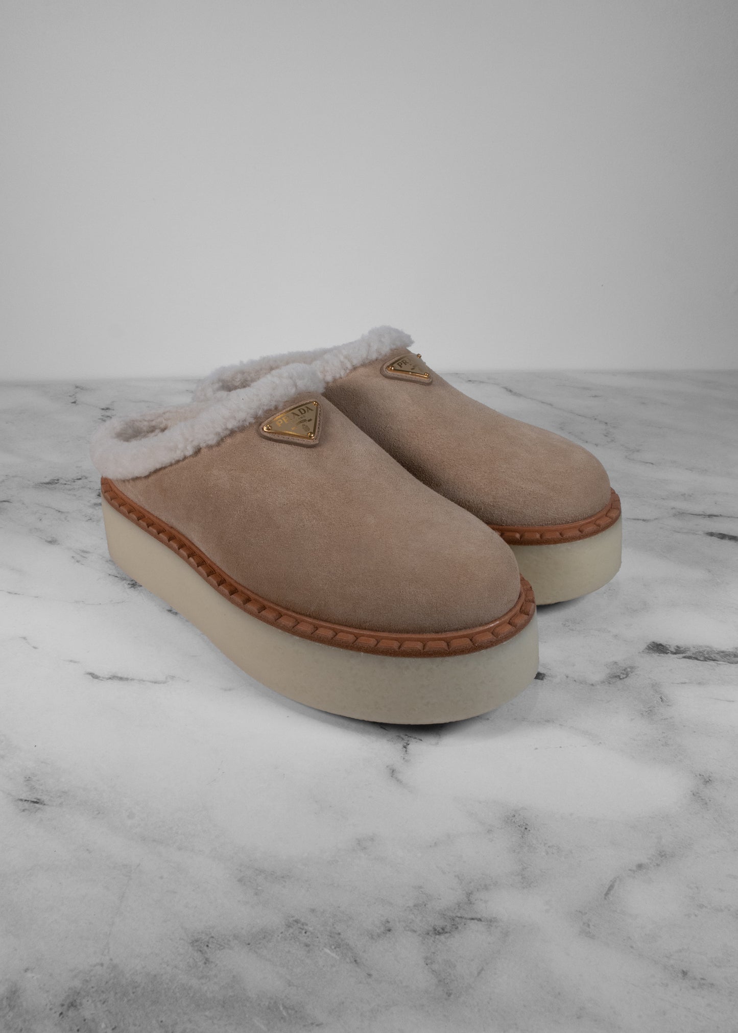 Prada Shearling Slides
