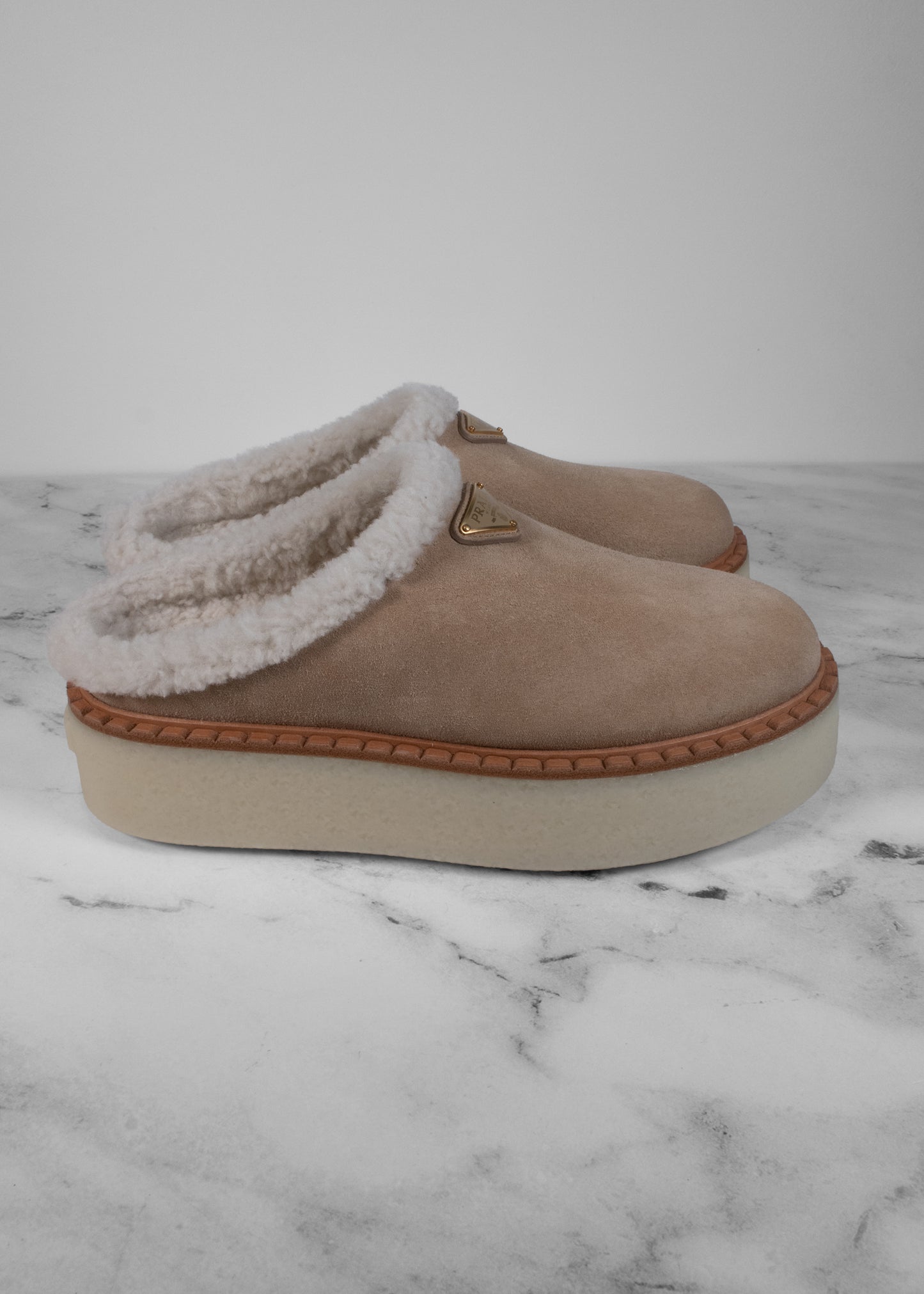Prada Shearling Slides