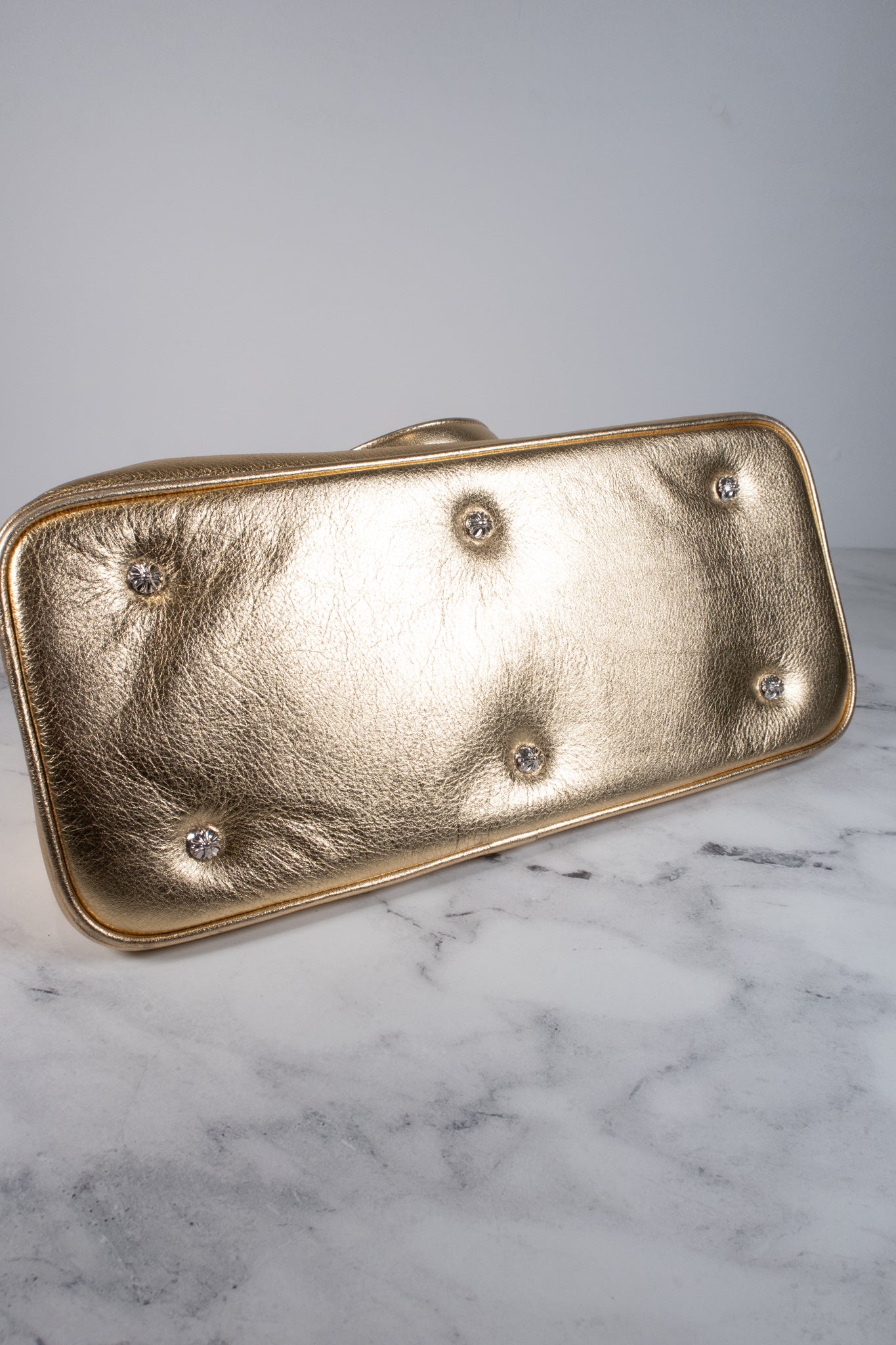 Chrome Hearts Large Gold Fleur Metallic Tote Bag