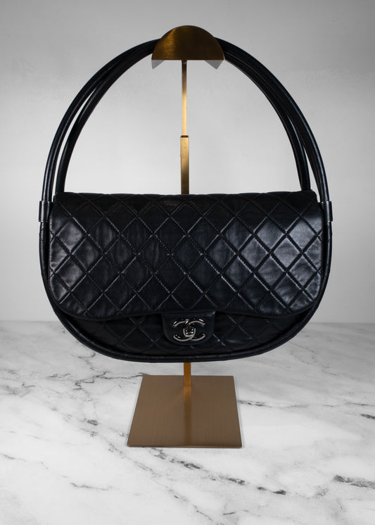 Chanel Black Leather Hula Hoop Shoulder Bag