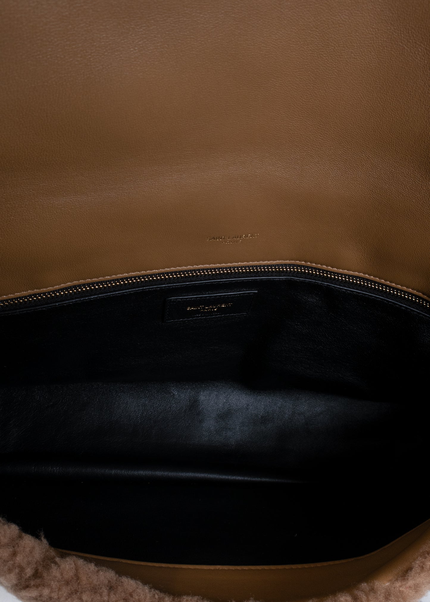 Saint Laurent Sade Large Quilted Shearling Clutch