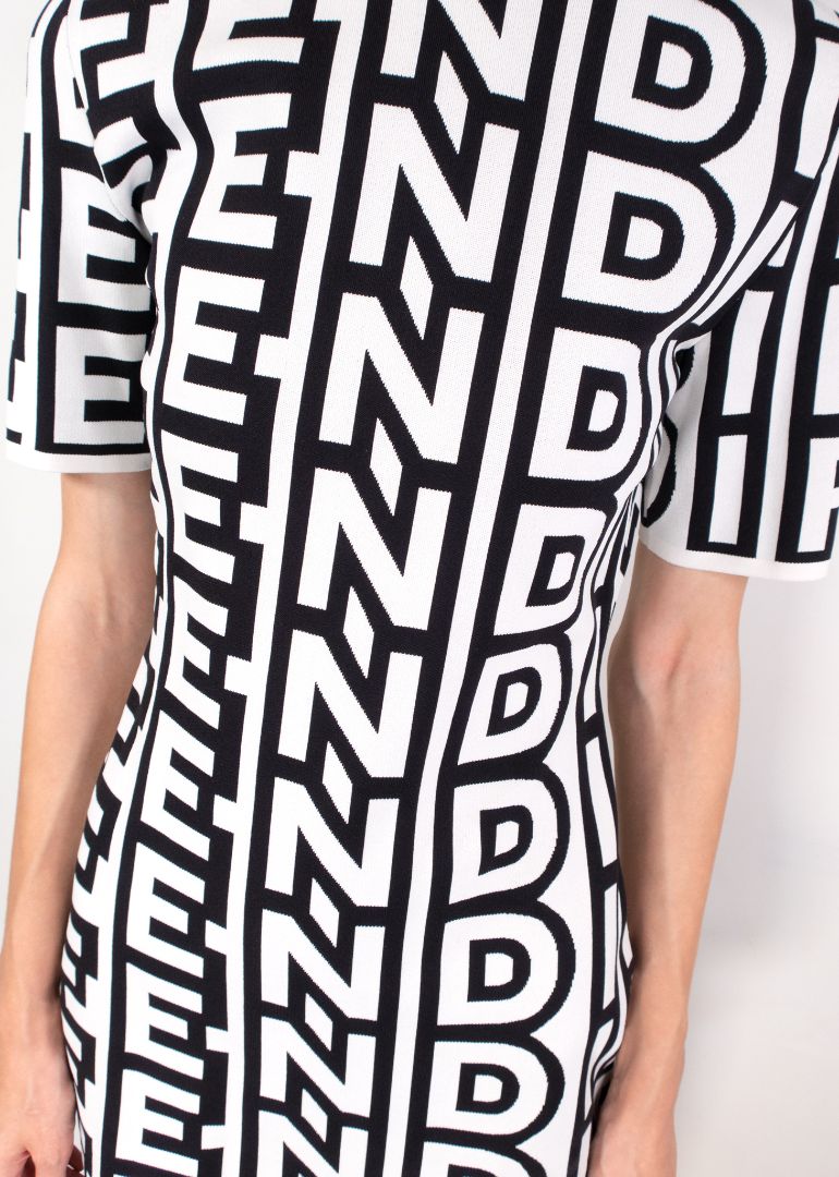 Fendi & Marc Jacobs Black/White Logo Knit Mini Dress