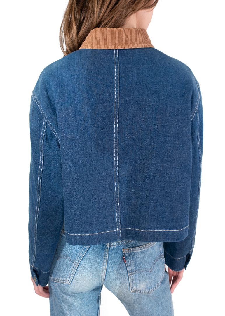 Gucci Denim Jacket With Brown Corduroy Collar