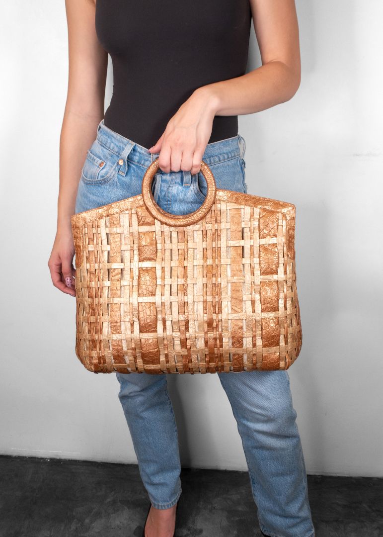 Nancy Gonzalez Mint Woven Genuine Crocodile Handbag