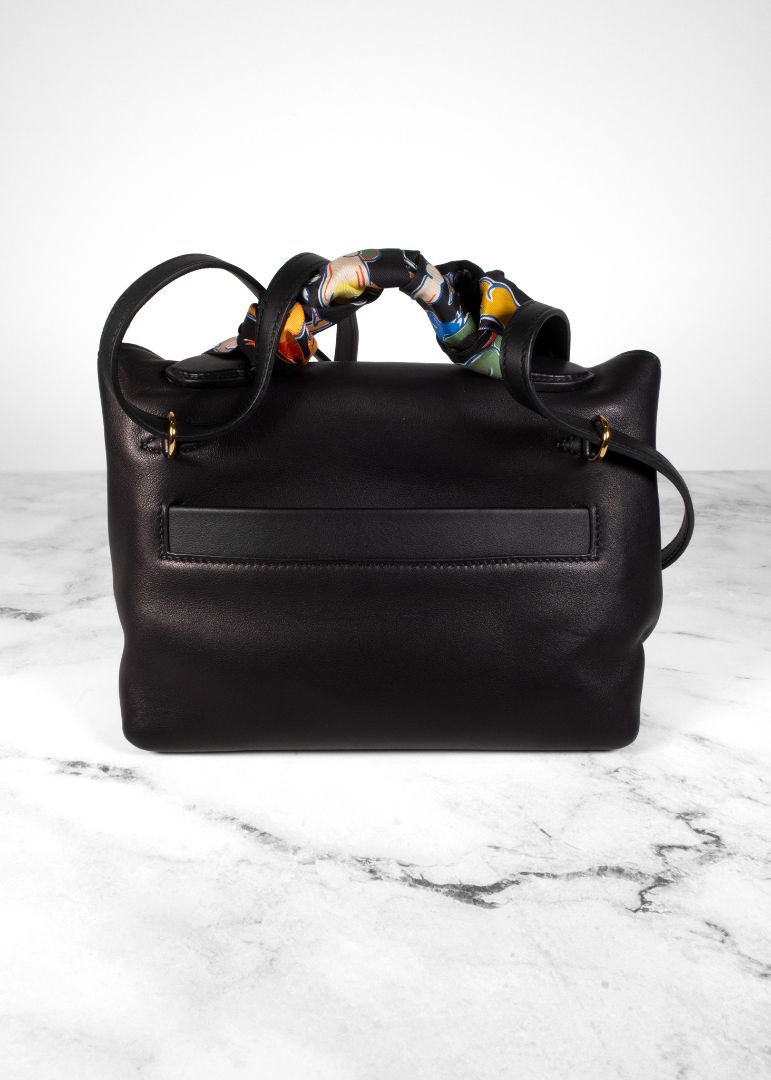 Hermes Black Leather Evercolor Bag With Twilly