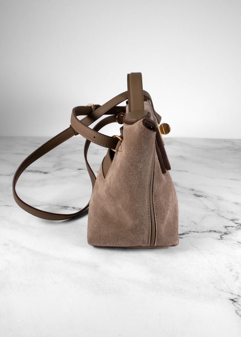 Hermes Taupe Suede Evercolor Bag