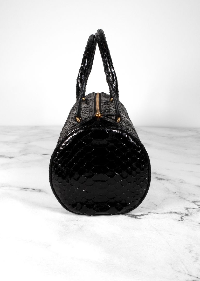 The Row Black Python 90s Round Bag